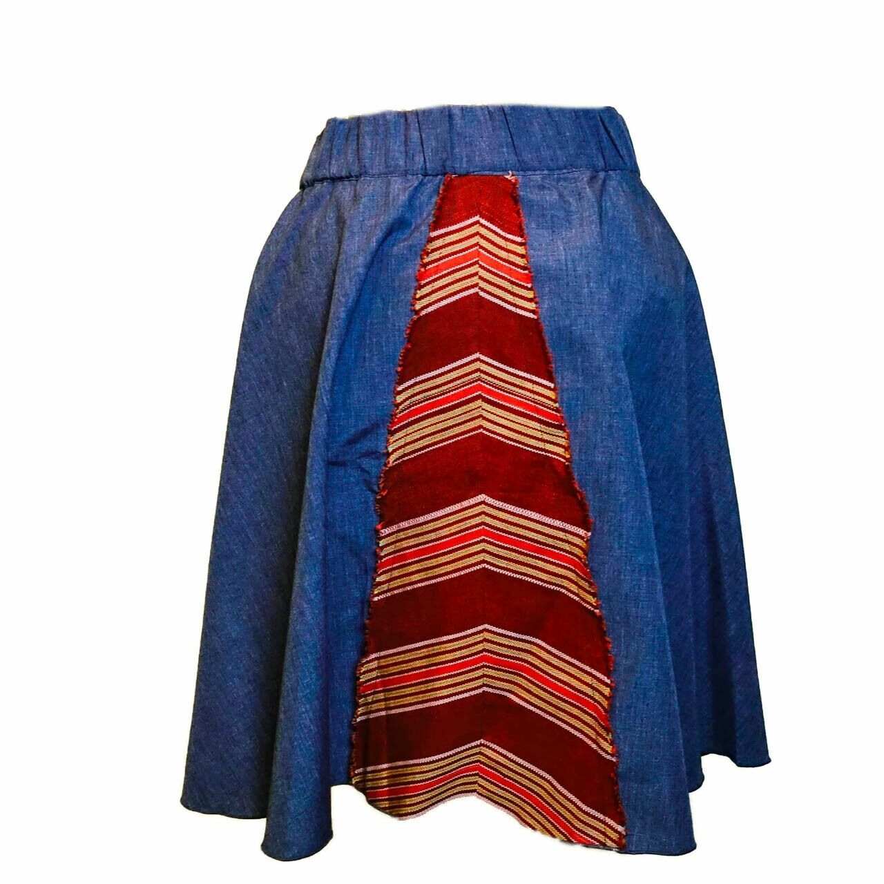 Torajamelo Klok Dark Blue Stripes Midi Skirt