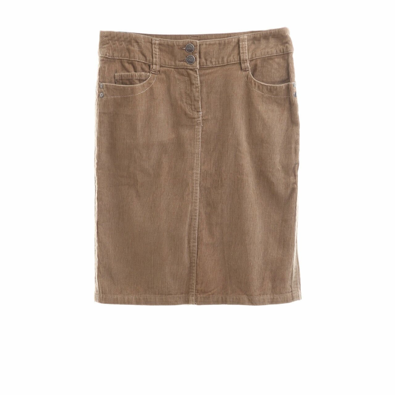 Mango Light Brown Corduroy Mini Skirt