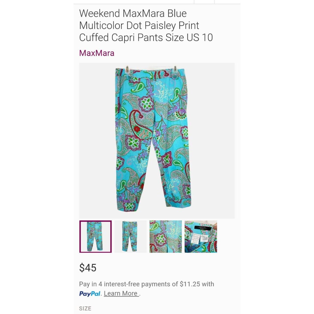 Weekend Maxmara Blue & Teal Long Pants