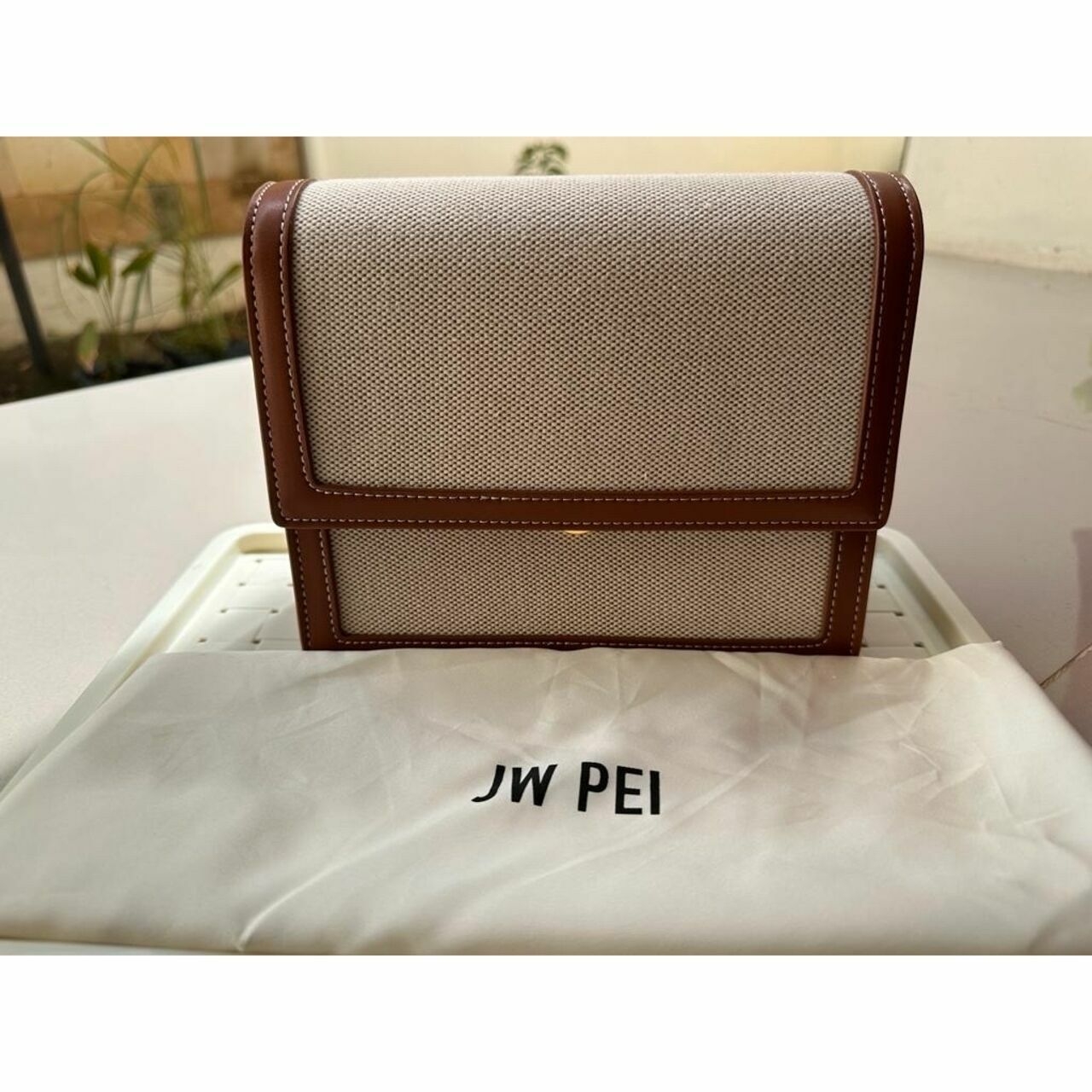 JW PEI  Flip bag mini crossbody beige canvas
