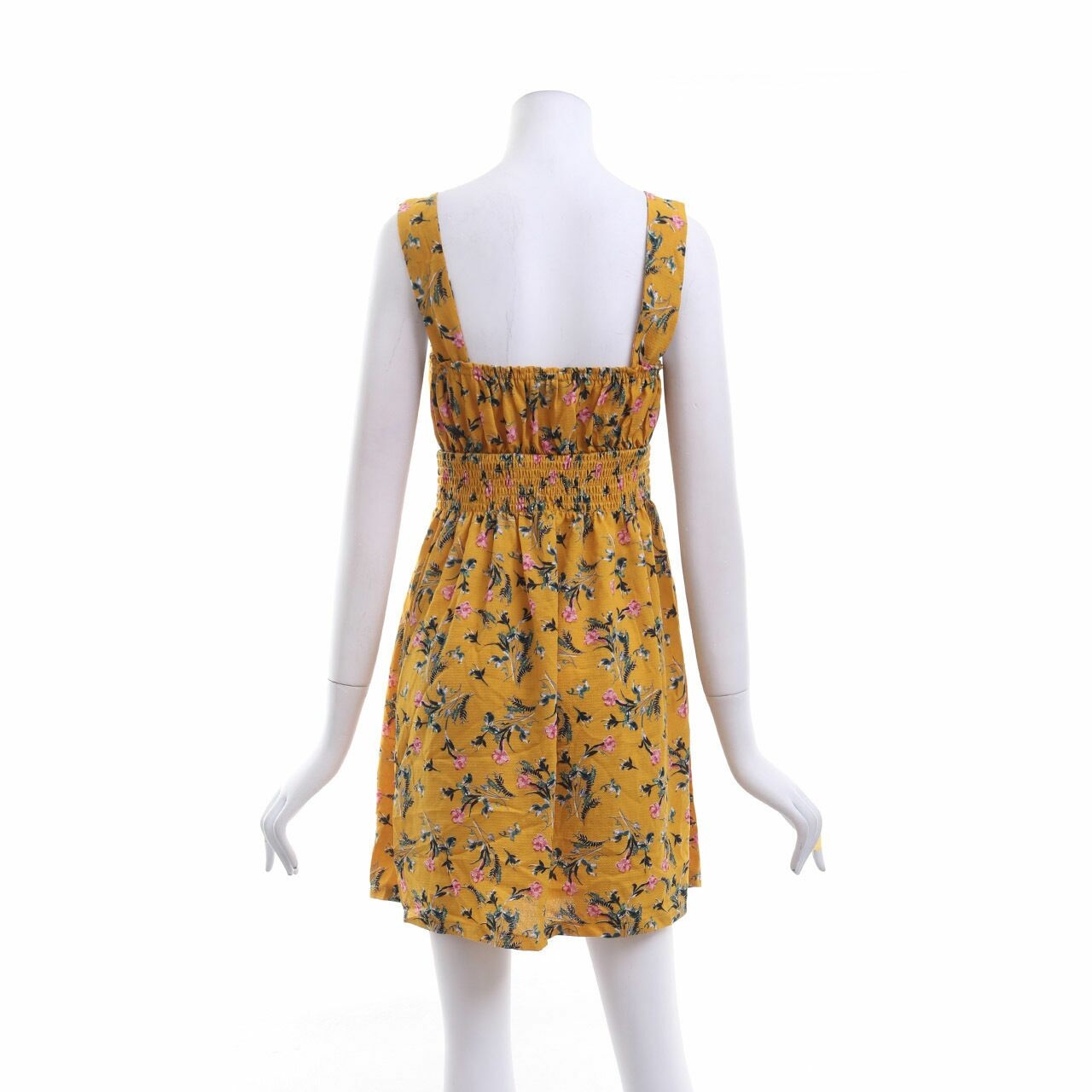 Prettylittlething Mustard Floral Mini Dress