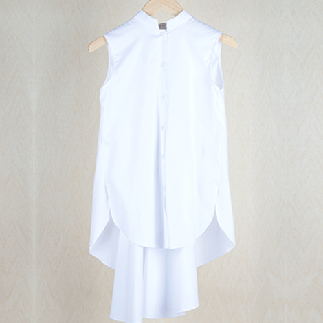 White Asymmetrical Sleeveless Shirt