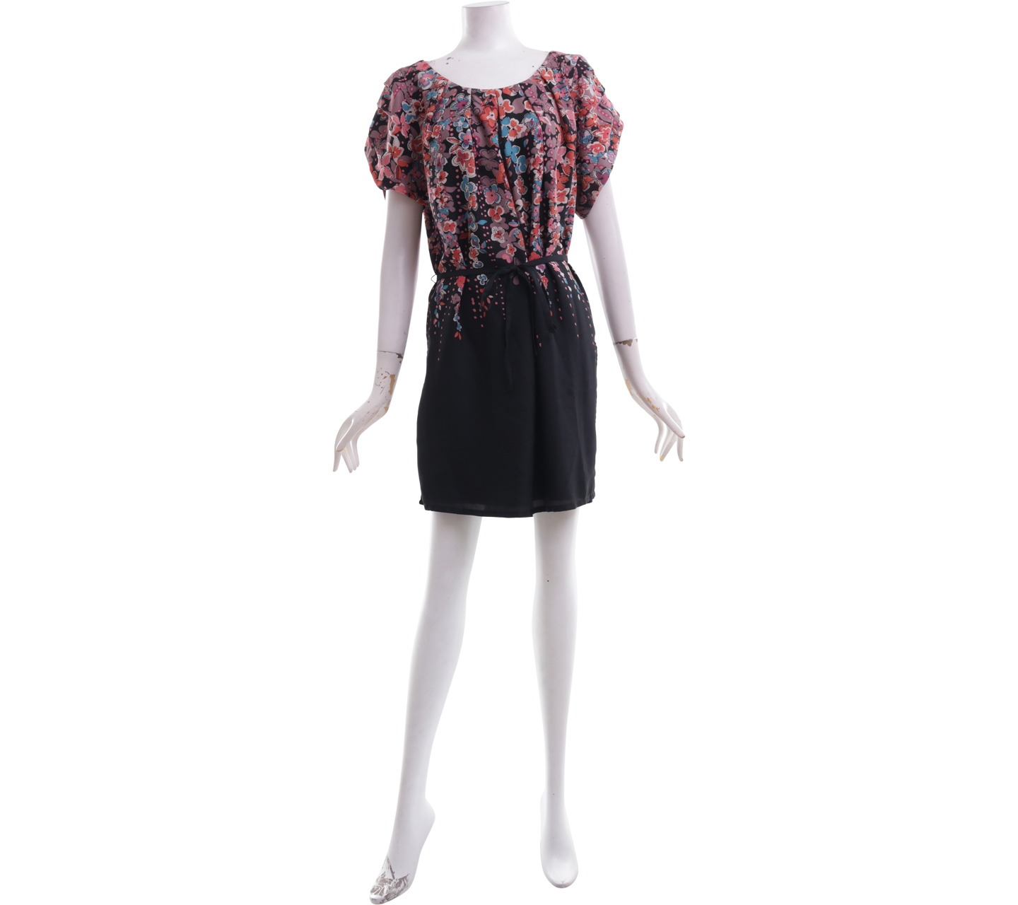 Great Plains Printed Floral Black Tunic Blouse