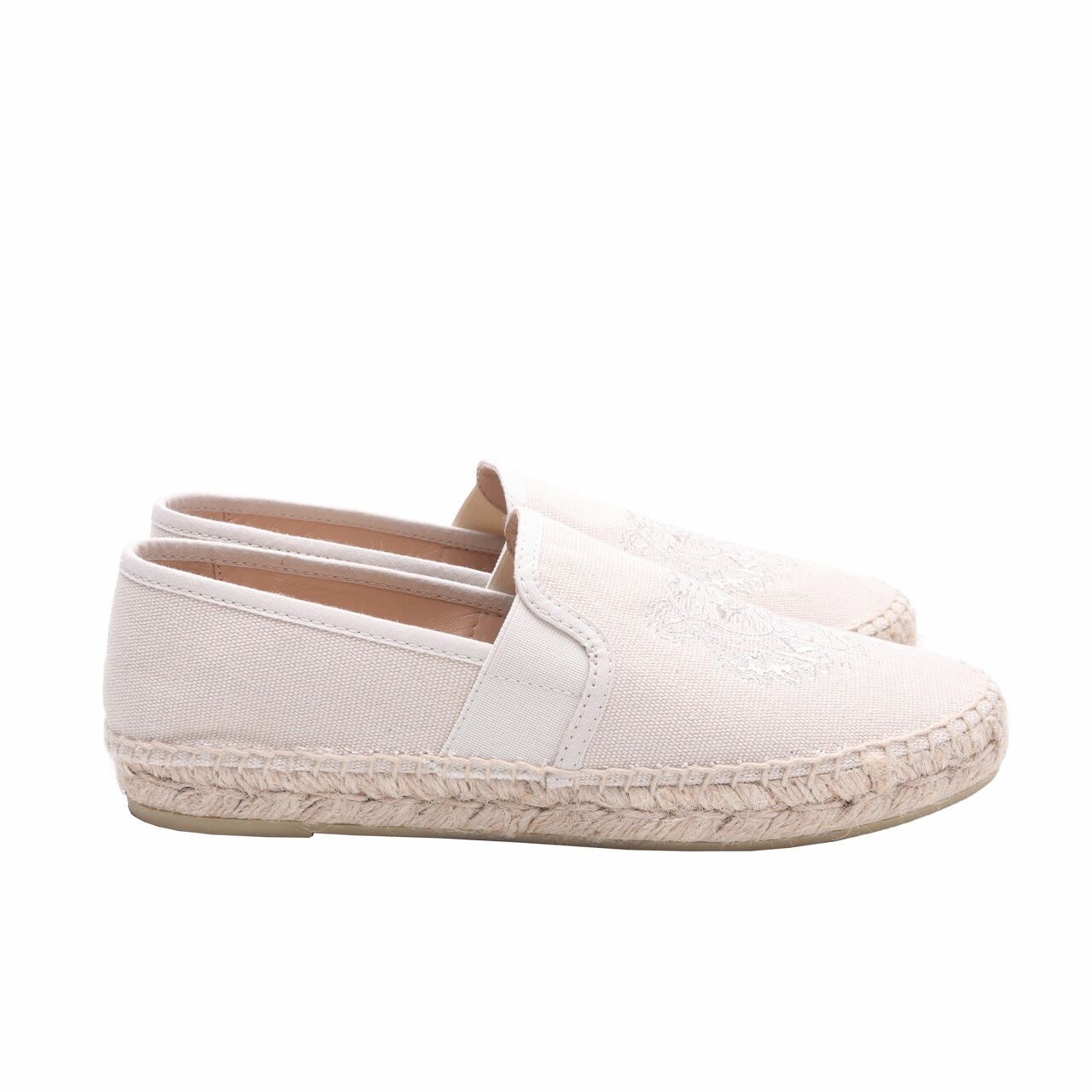 Kenzo Tiger Head Embroidery Canvas Cream Esspadrilles Flat Shoes