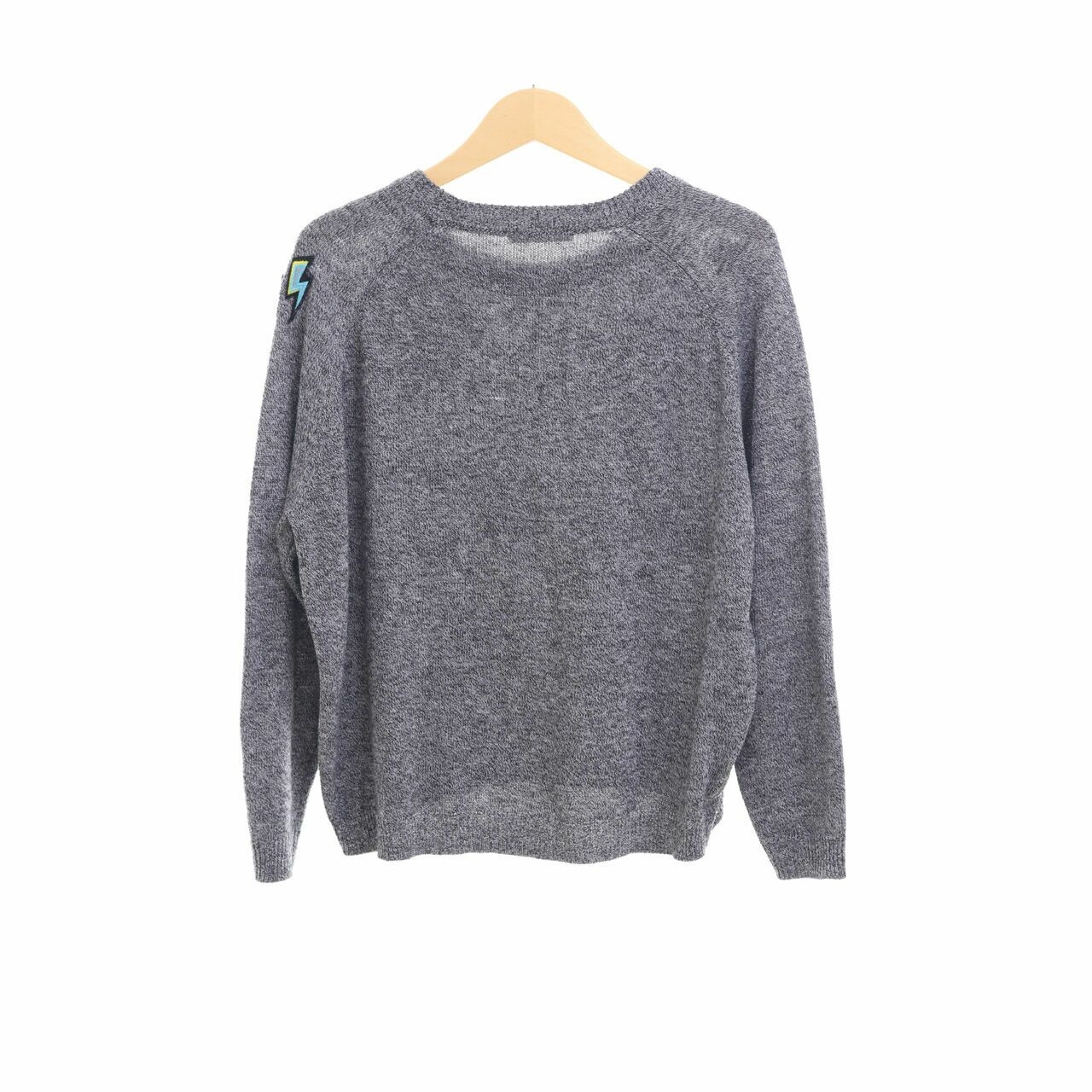 Pull & Bear Grey Knit Patch Sweater
