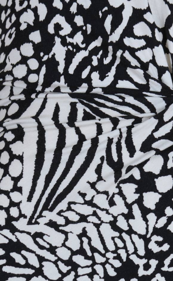 Black and White Animal Print Midi Dress