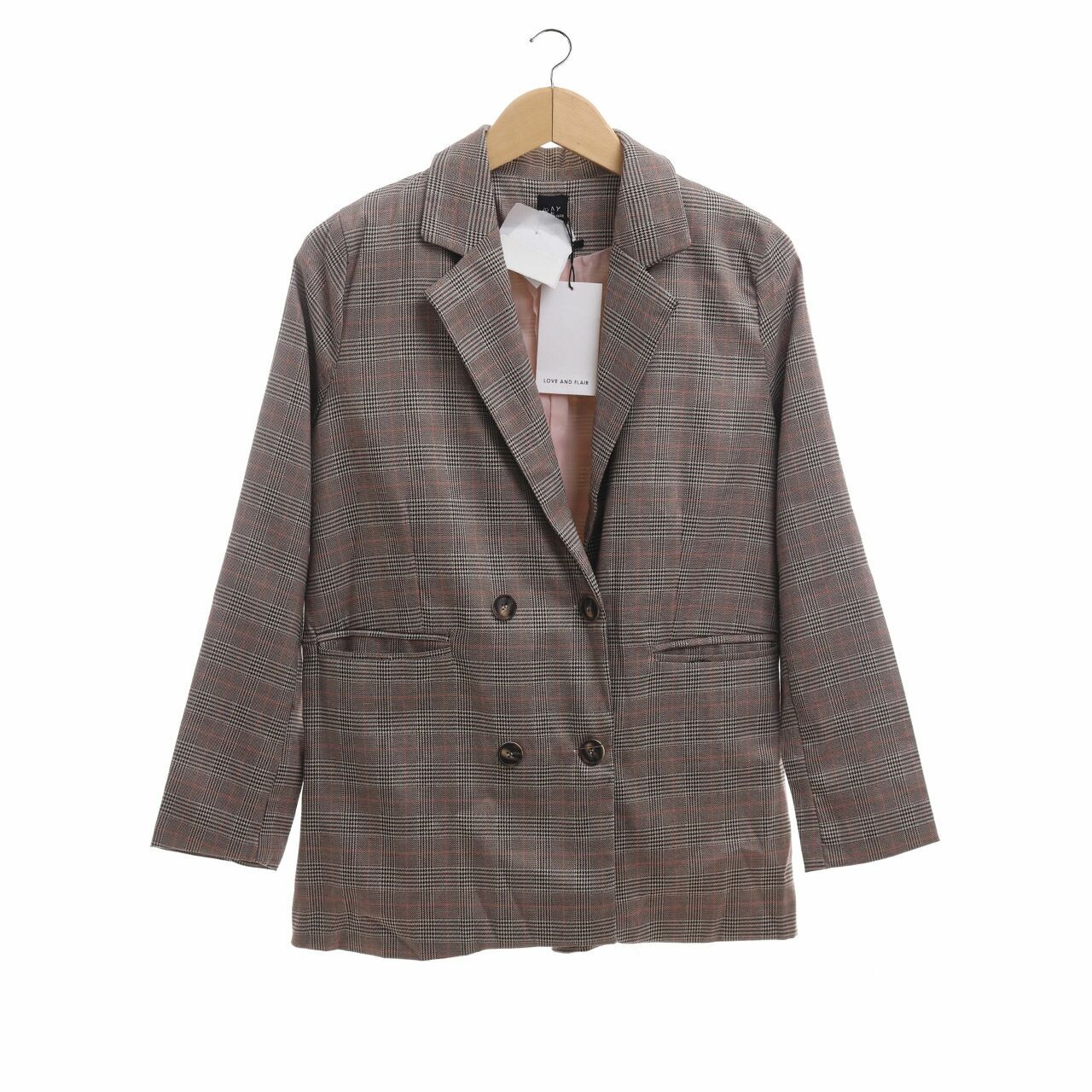 Day by Love and Flair Brown Houndstooth Blazer