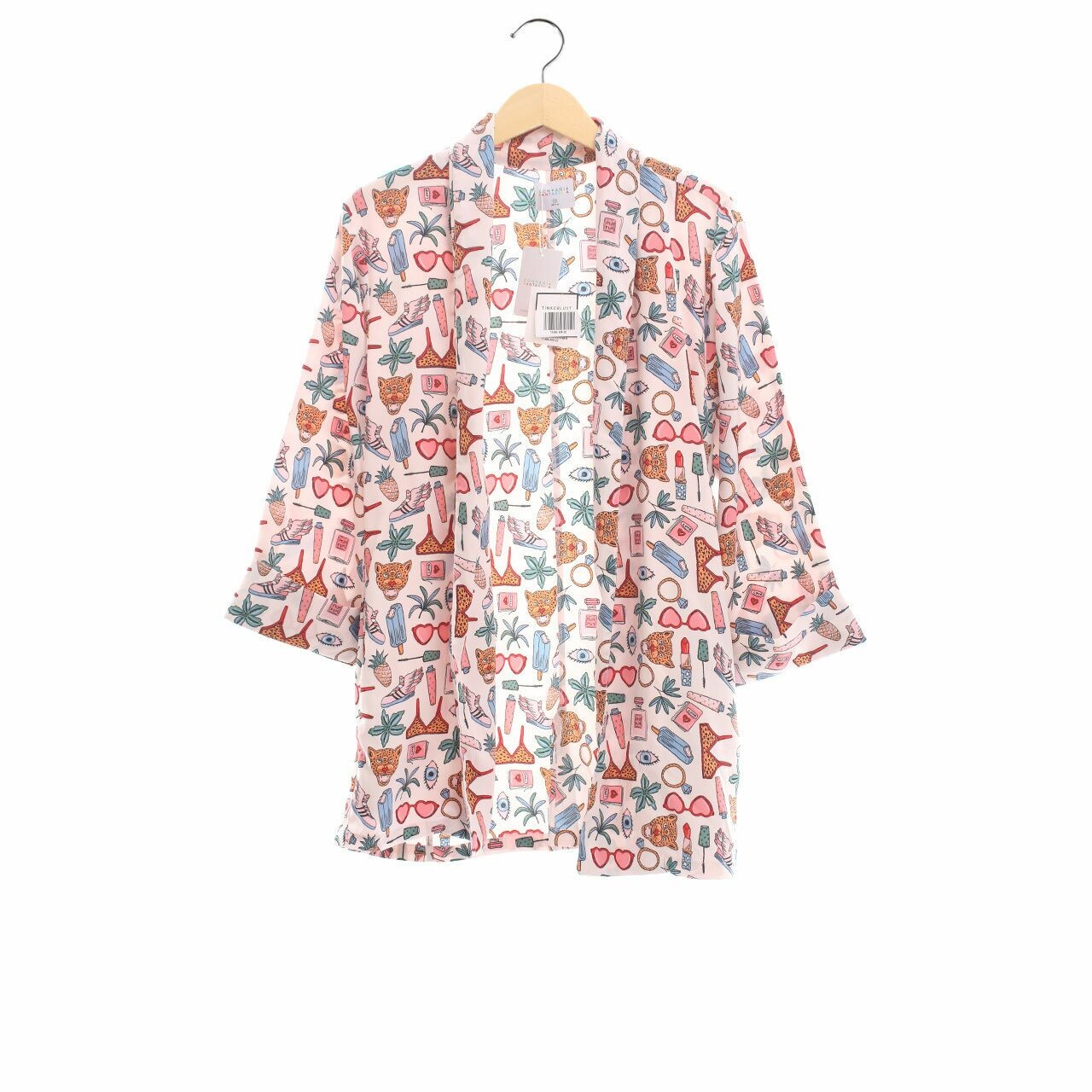 Compania Fantastica White Multi Printed Kimono Outerwear