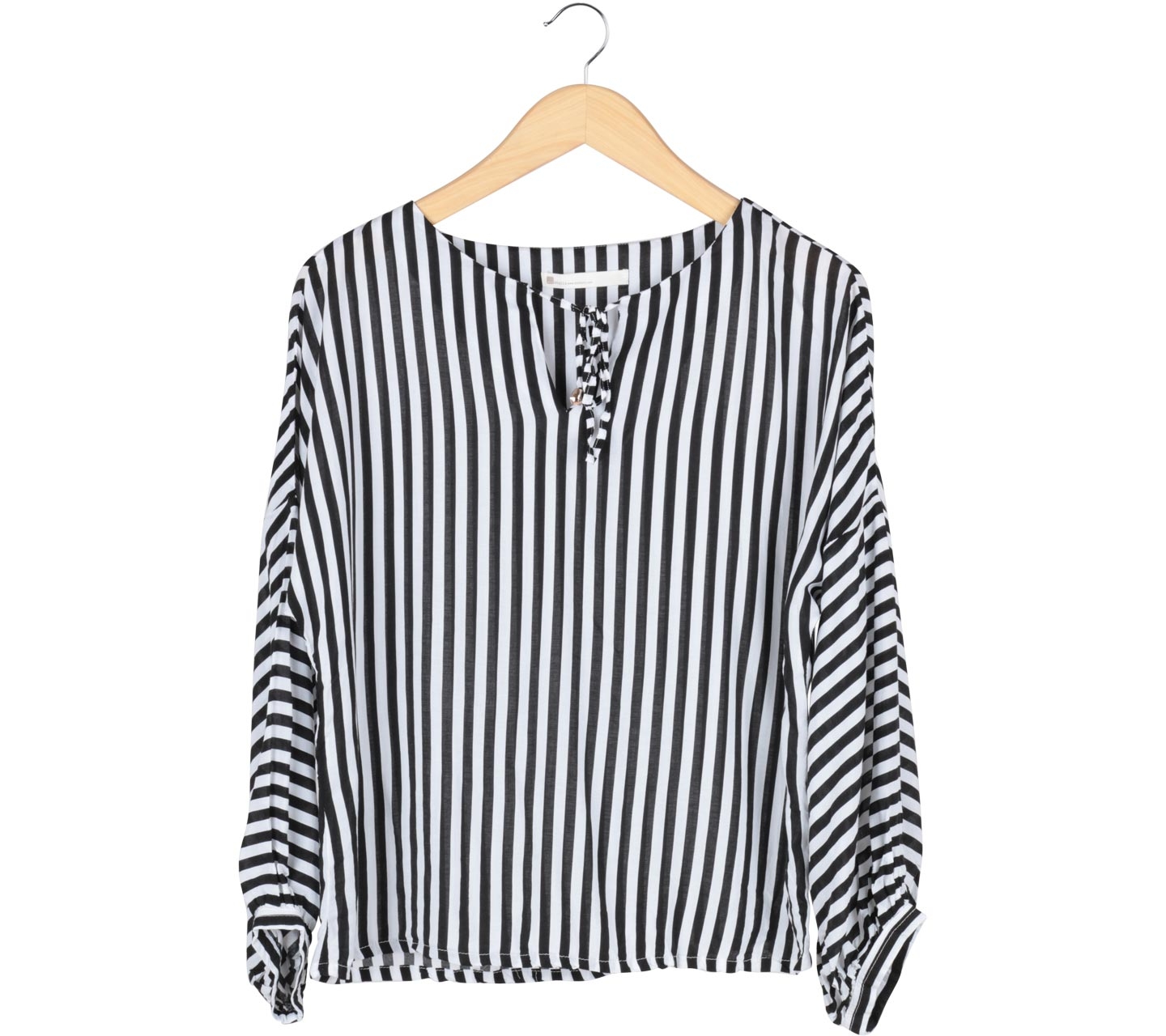 Dot Dtails Black And White Striped Blouse