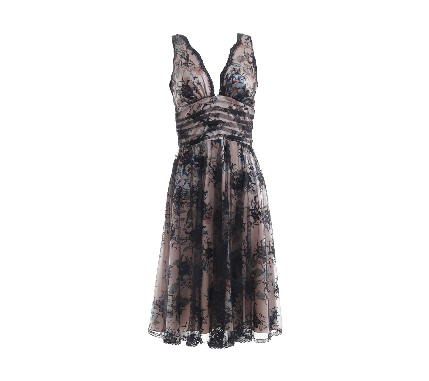 Review Australia Black & Beige Lace Mini Dress