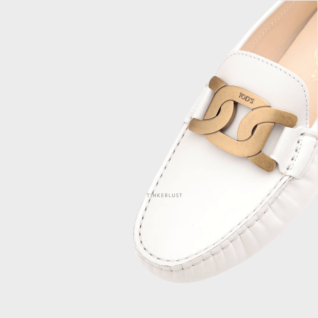 TOD'S Women Kate Gommino Driving Shoes in Off White Leather