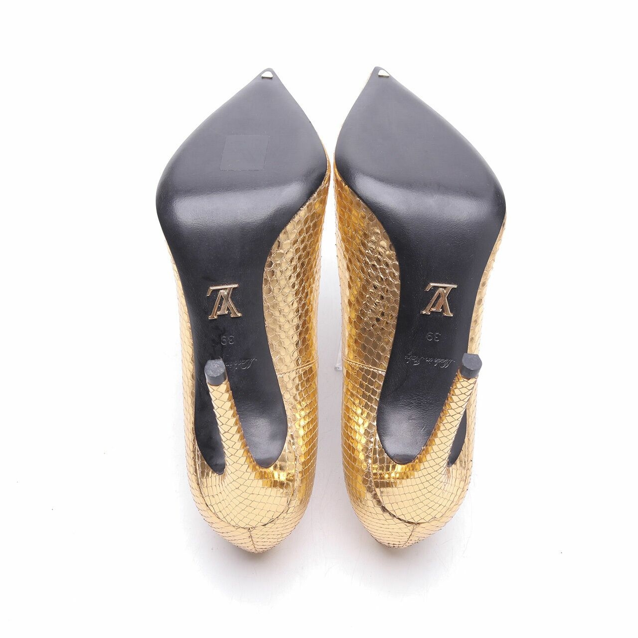 Louis Vuitton Metallic Gold Python Heels