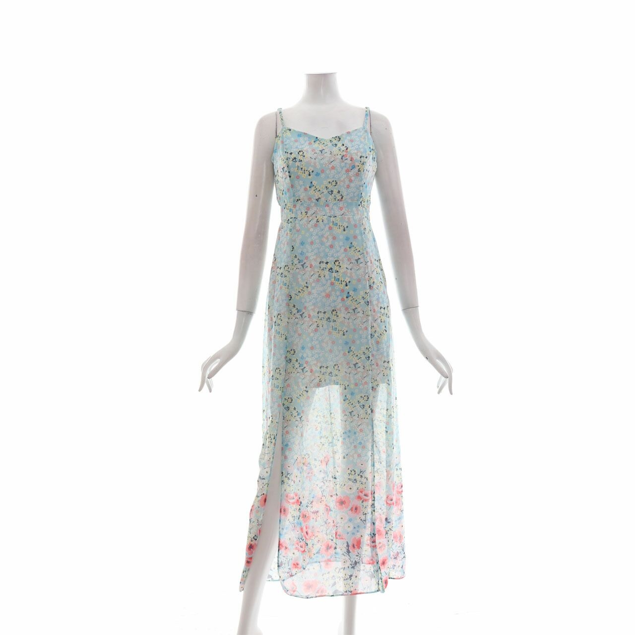 Miss Selfridge Blue Floral Tube Slit Long Dress