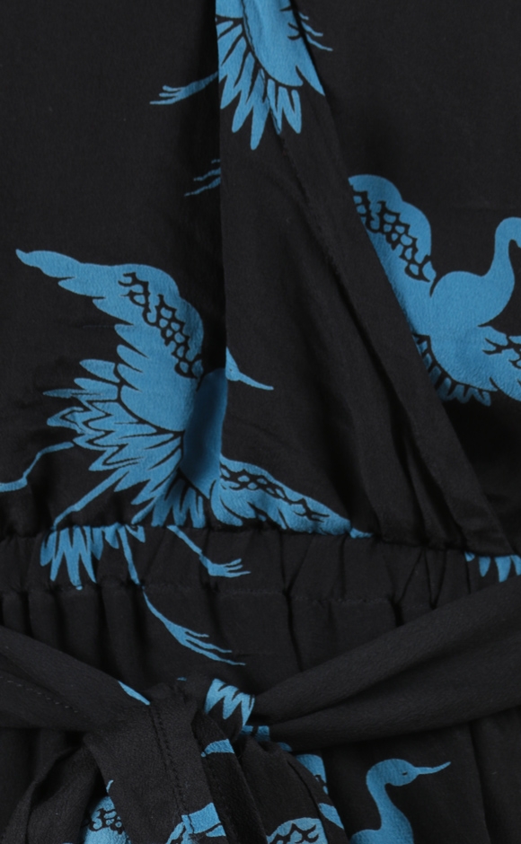 Black Printed Blue Bird Blouse 