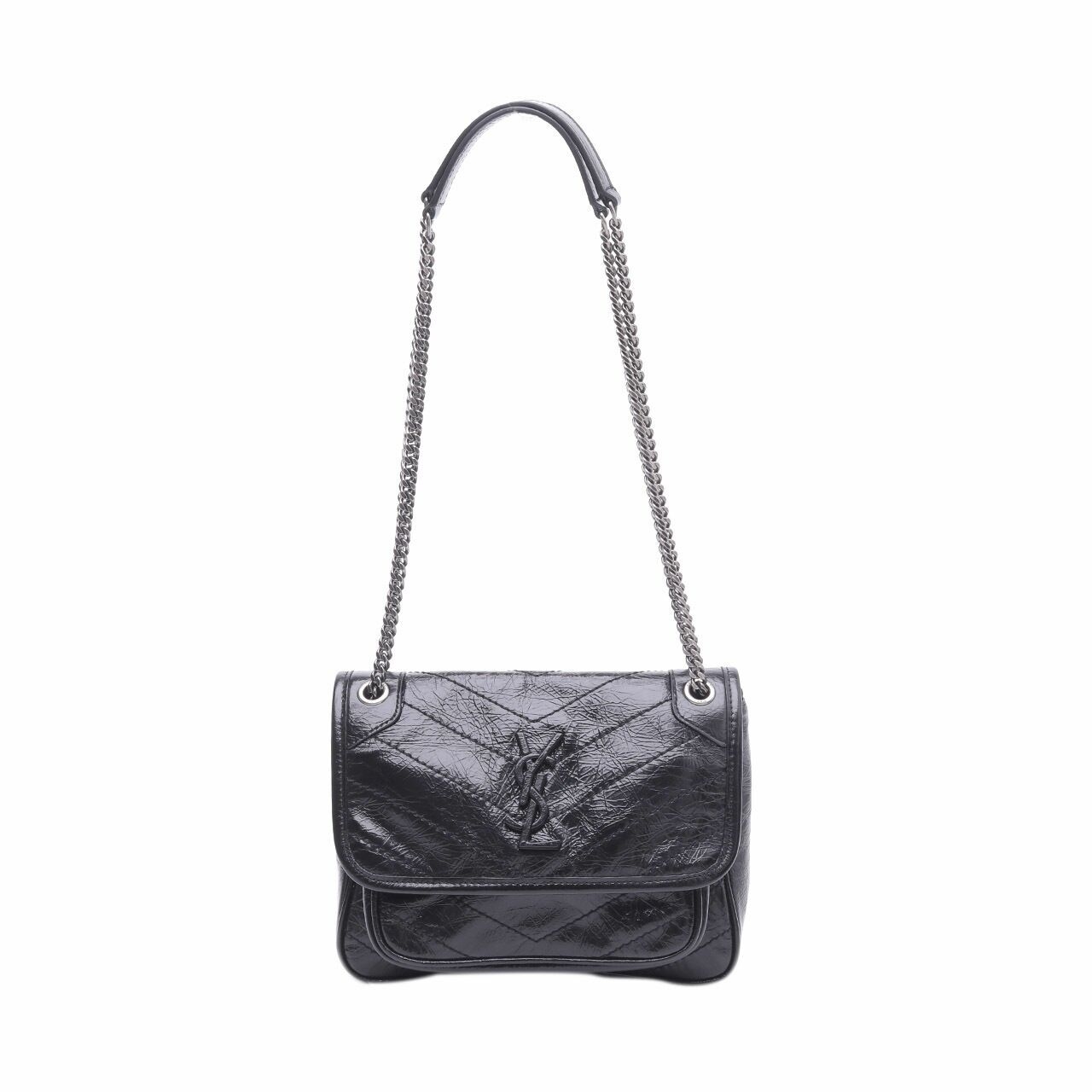 Saint Laurent Niki medium YSL-plaque Leather Black Shoulder Bag