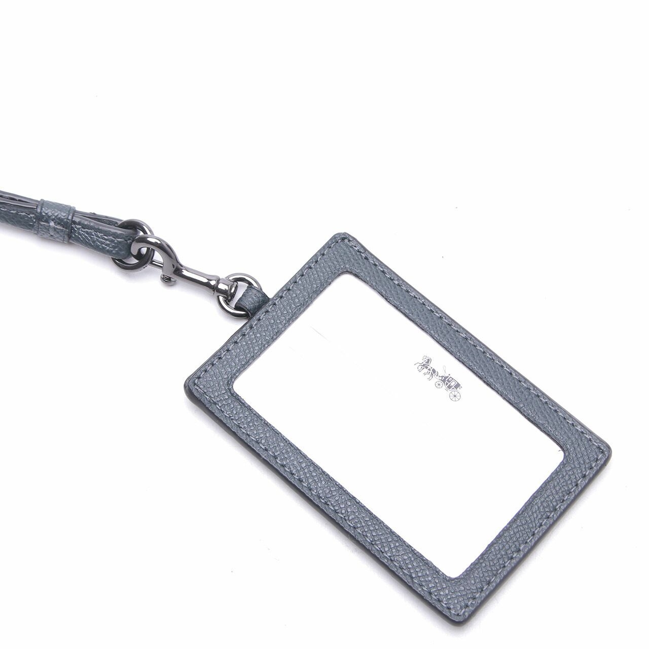 Coach Dark Grey ID Badge Lanyard with Card Slot in Crossgrain Leather Wallet 