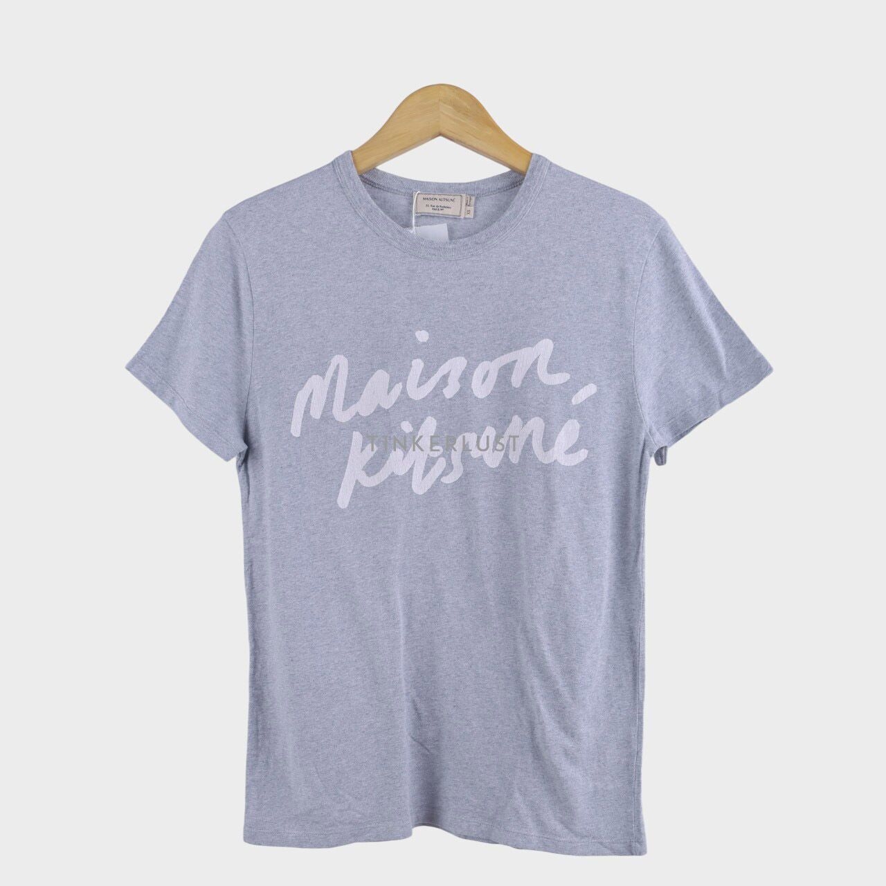 Maison Kitsune Handwriting Grey Cotton T-Shirt