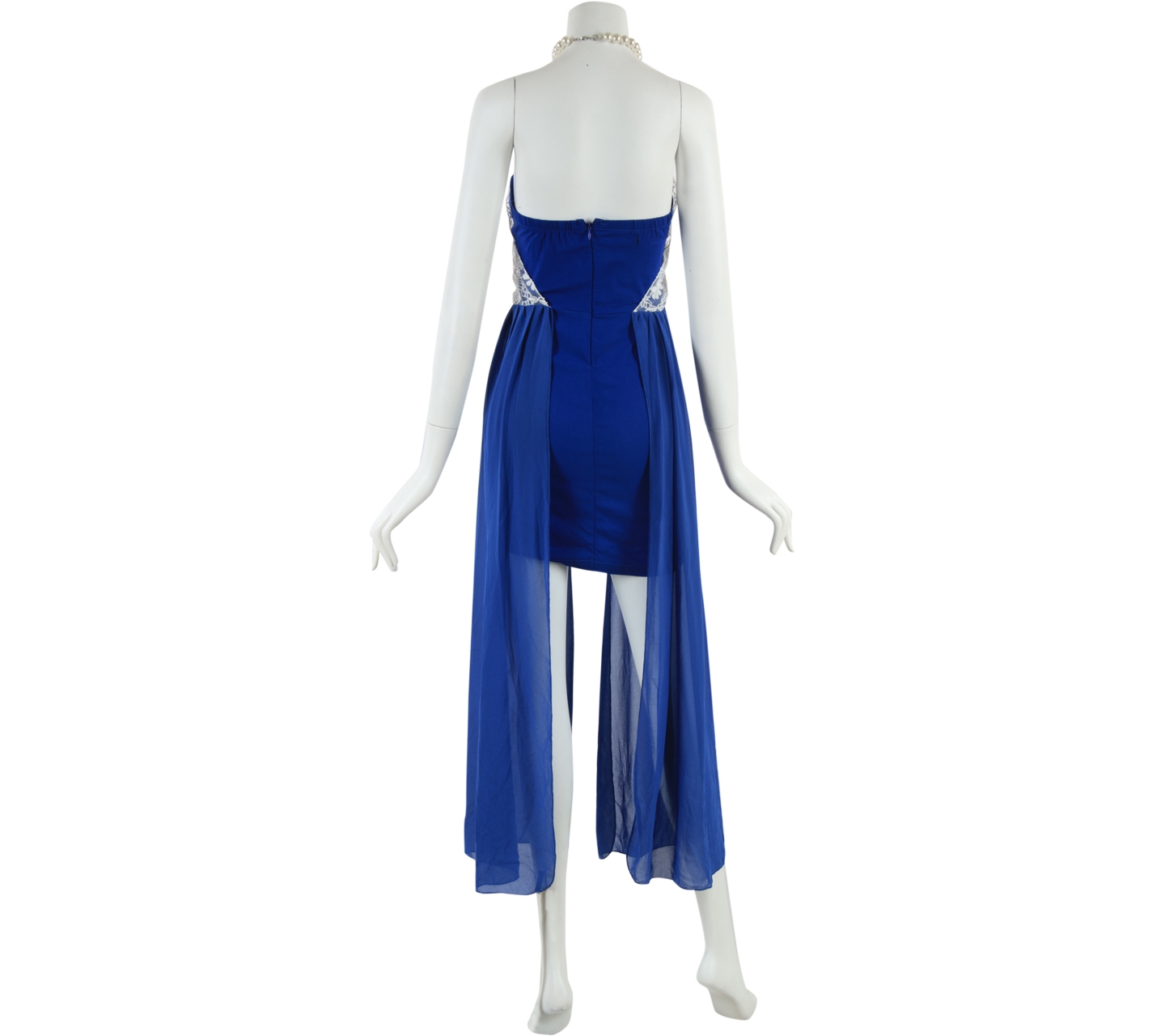 FEL Chambre Blue And White Hulter Neck Mini Dress