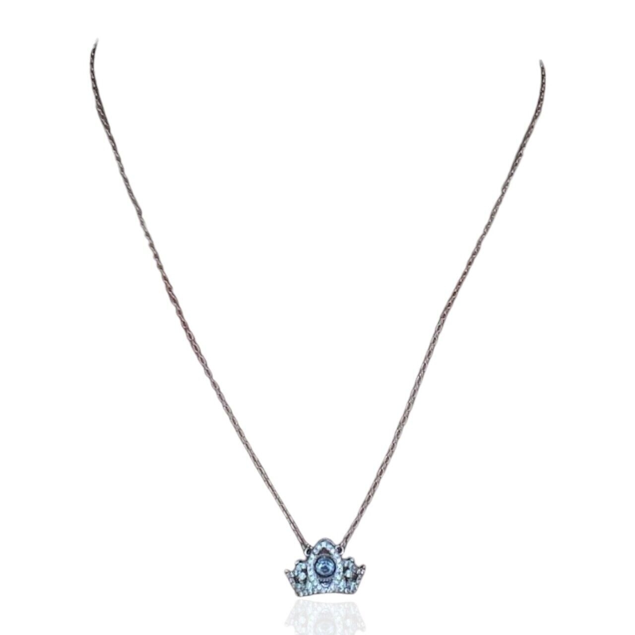 Swarovski Princess Tiara Blue Spinning Crystal Rhodium Necklace