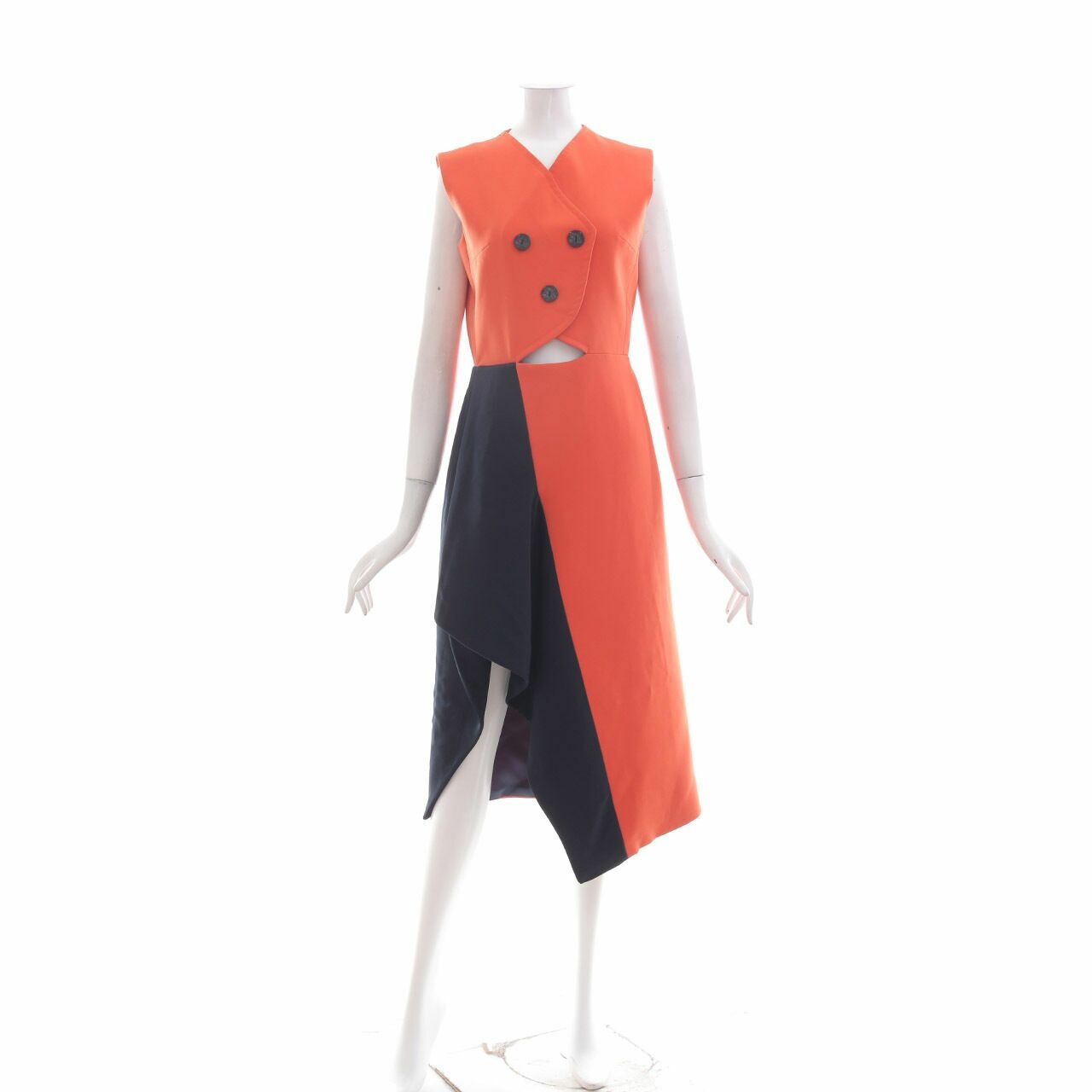 Friederich Herman Orange & Navy Midi Dress