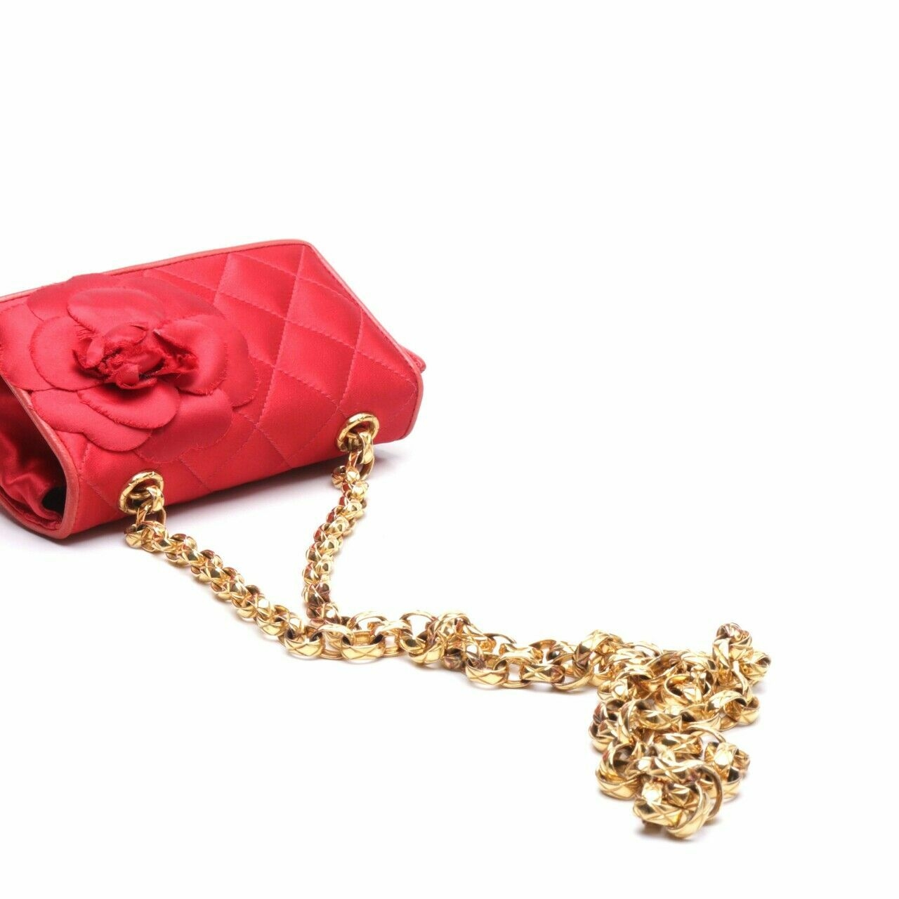 Chanel Satin Red Flap Chain Sling Bag