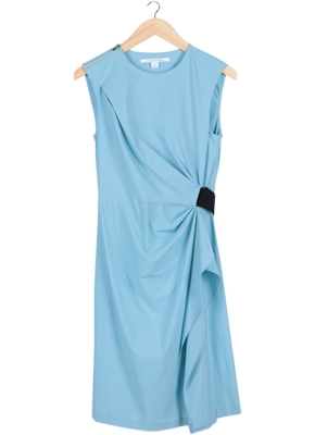 Blue Drapped Midi Dress