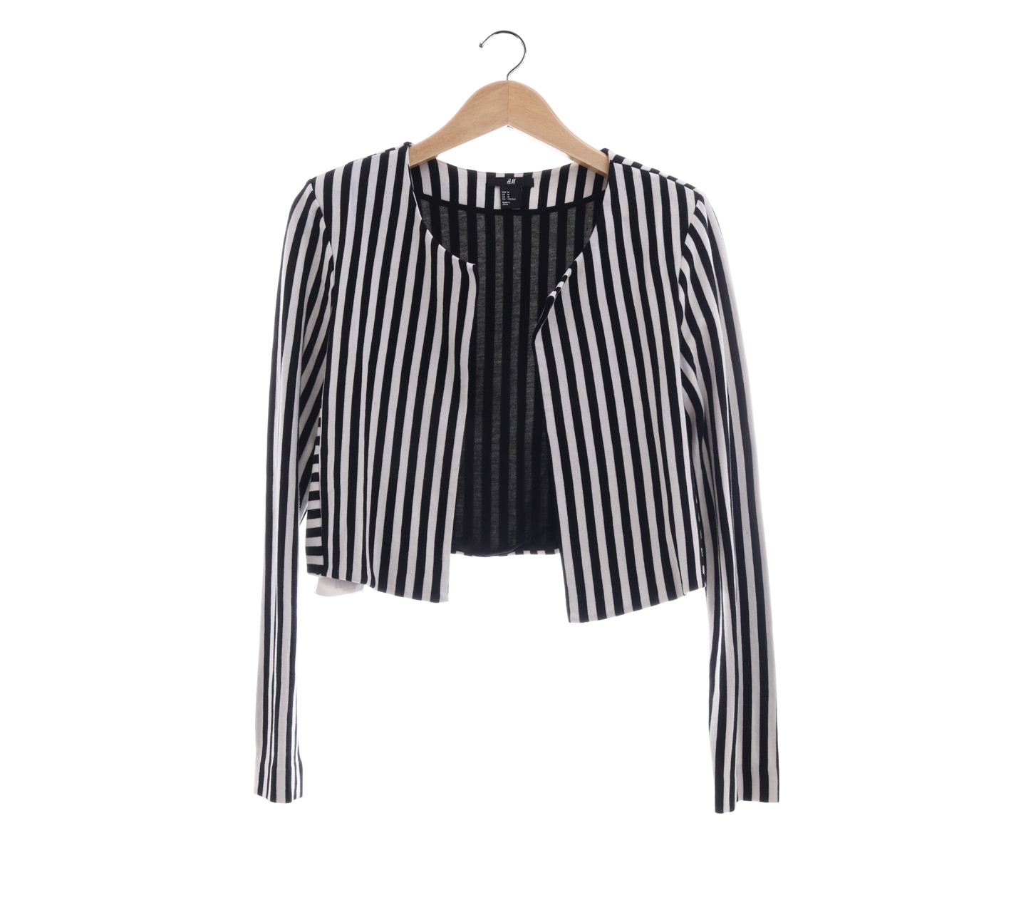 H&M Black & Off White Striped Crop Outerwear