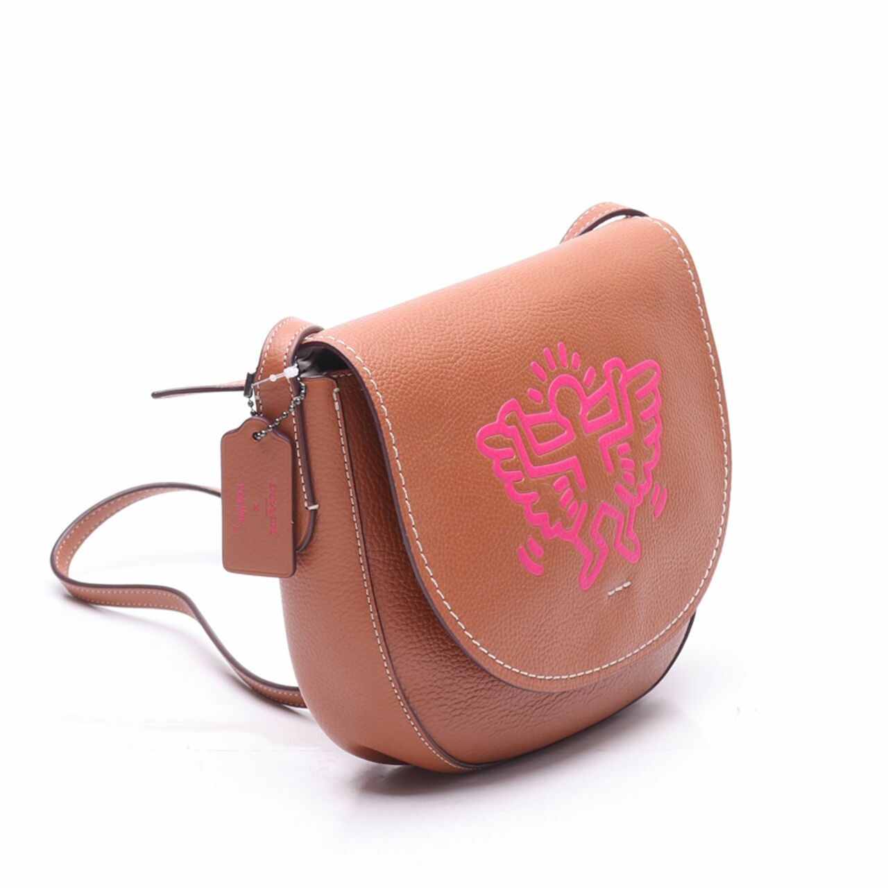 Coach Keith Haring Hudson Brown Leather Crossbody Bag