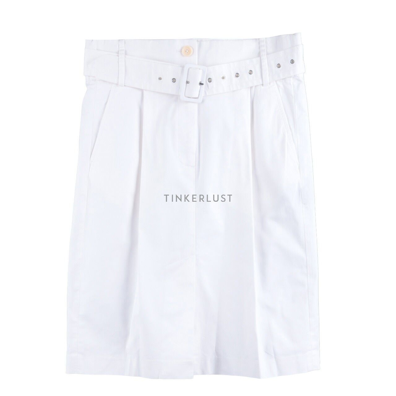 Tibi White Cotton Midi Skirt