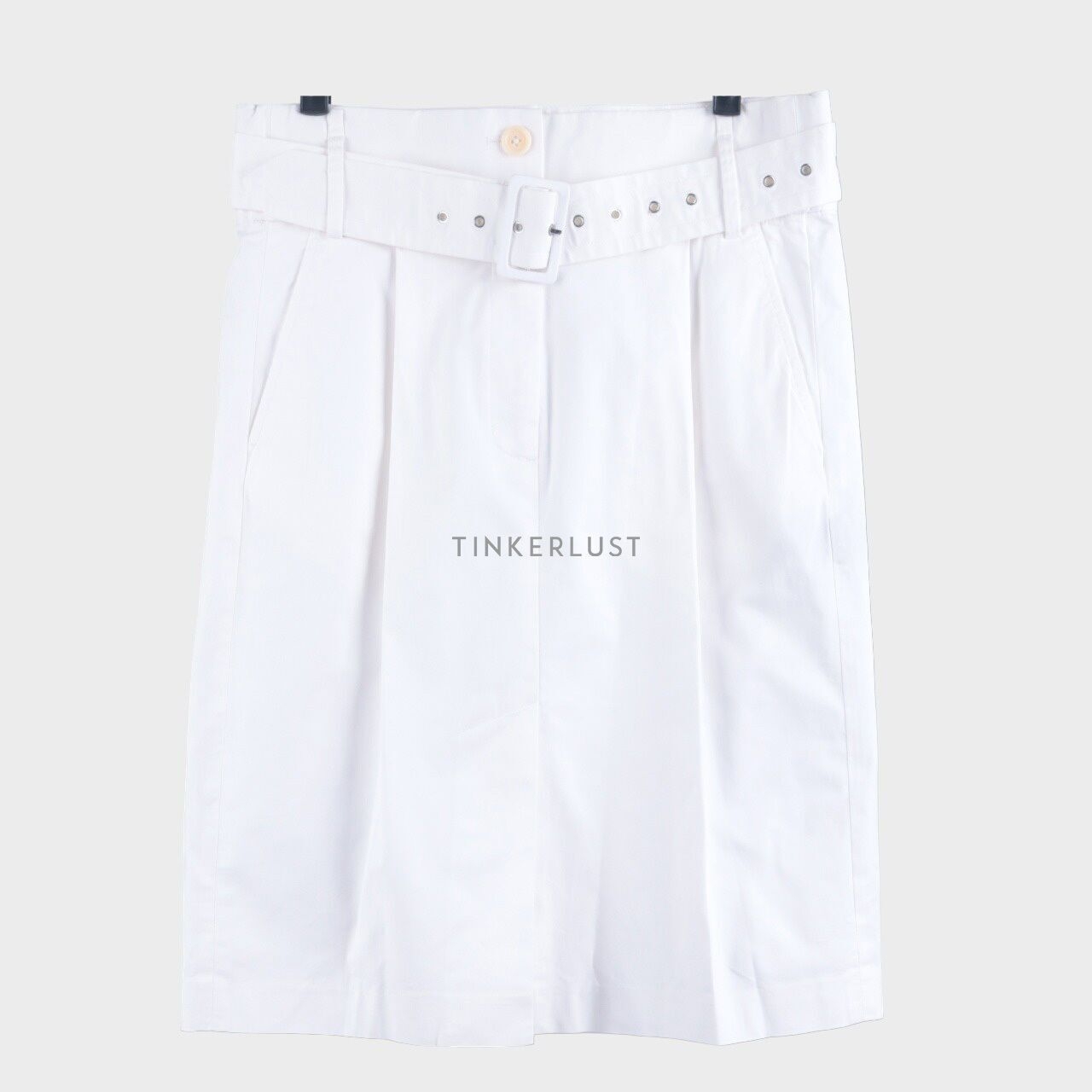 Tibi White Cotton Midi Skirt