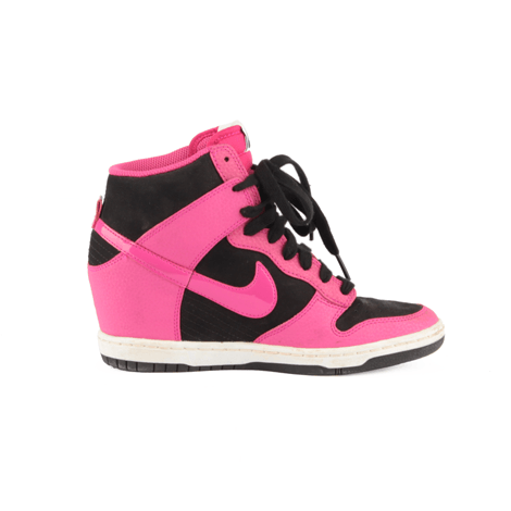 Nike Dunk Sky Hi Black and Pink Leather Wedge Sneakers