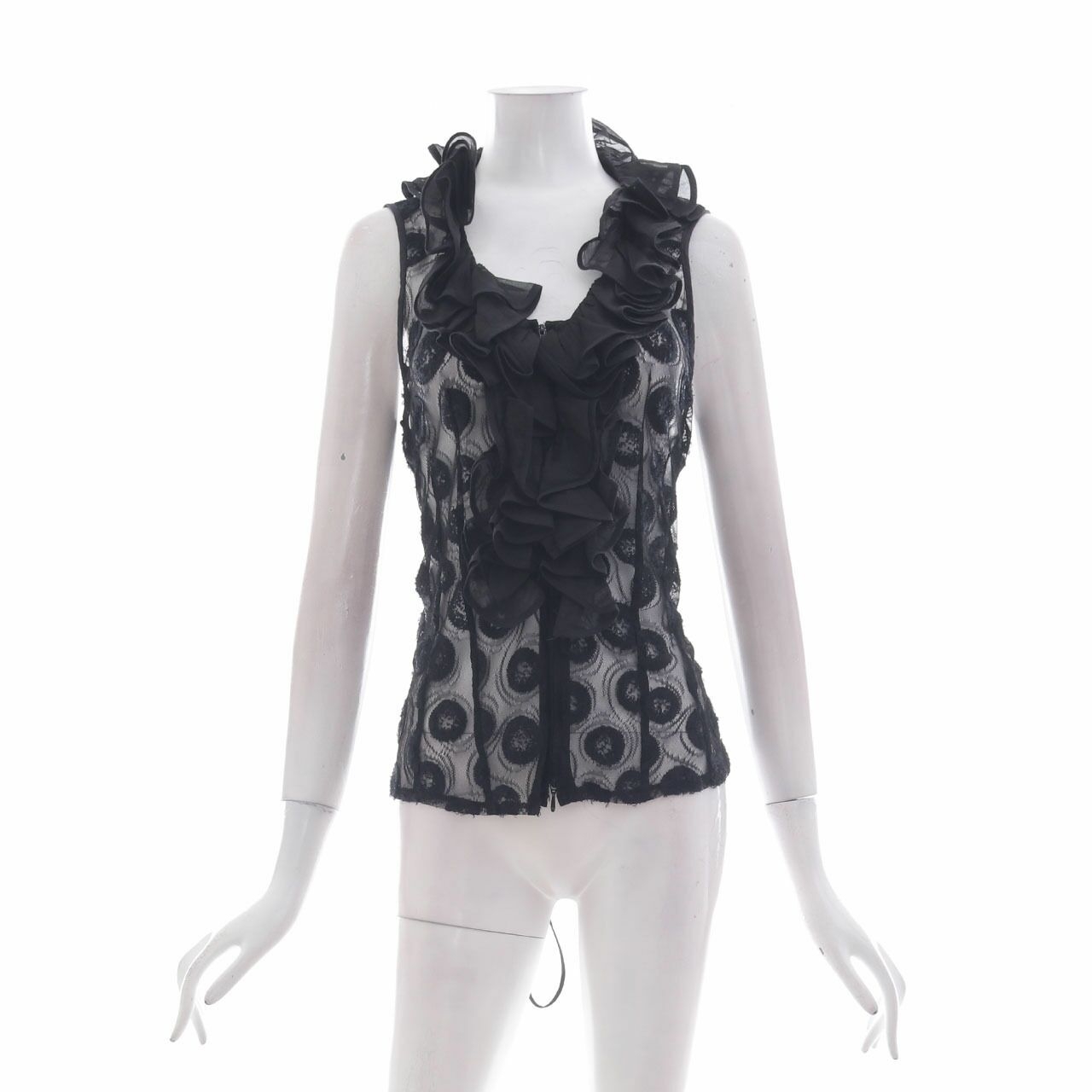 Anne Fontaine Black Lace Ruffle Sleeveless