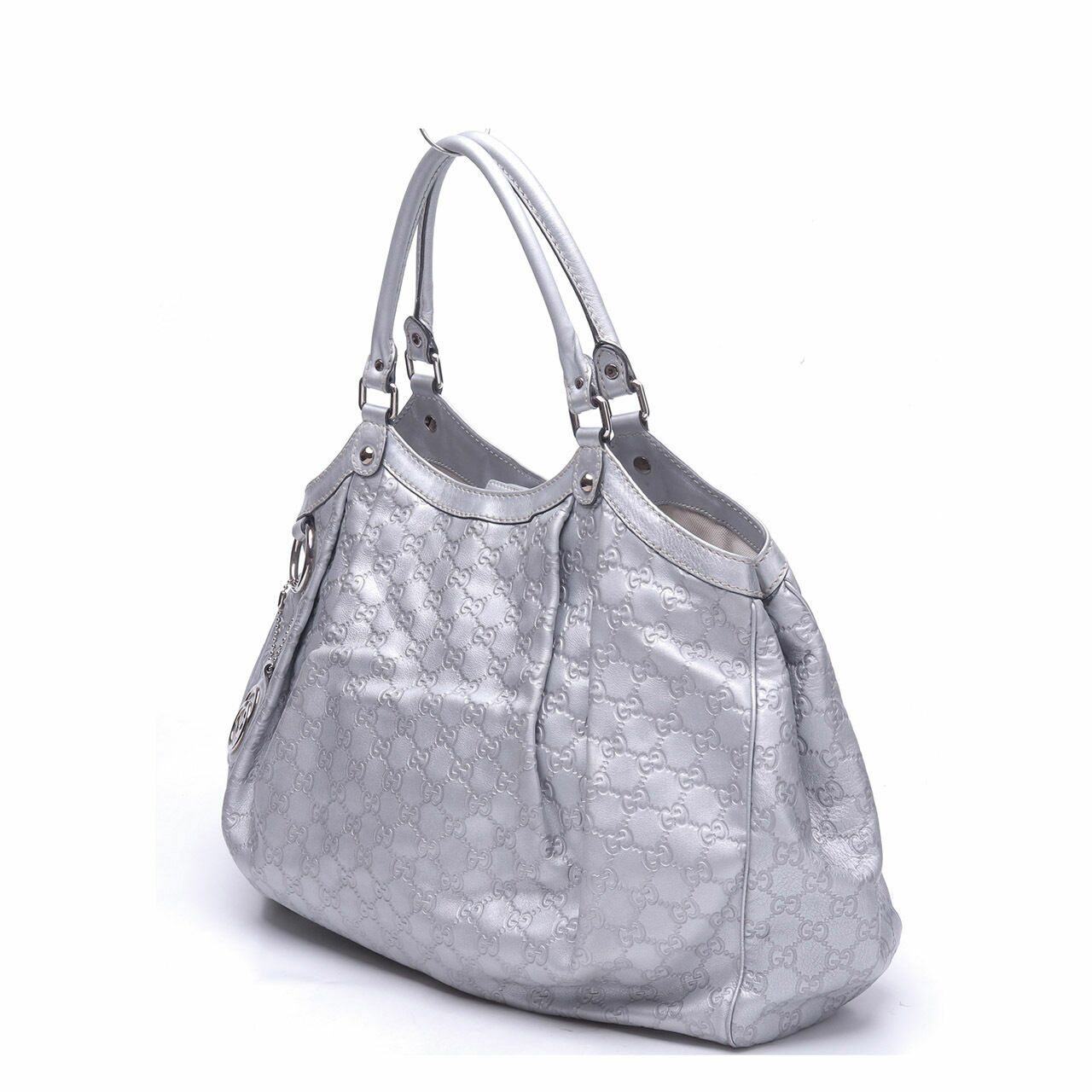 Gucci Guccissima Large Sukey Silver Shoulder Bag