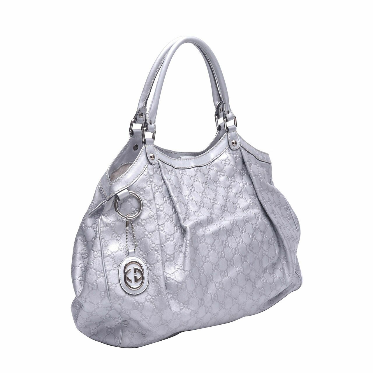 Gucci Guccissima Large Sukey Silver Shoulder Bag