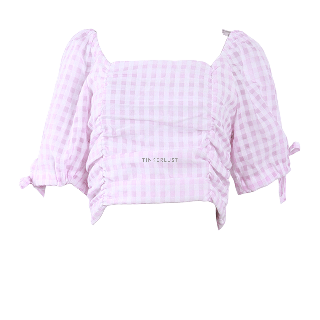 Oudre Pink Gingham Cropped Blouse