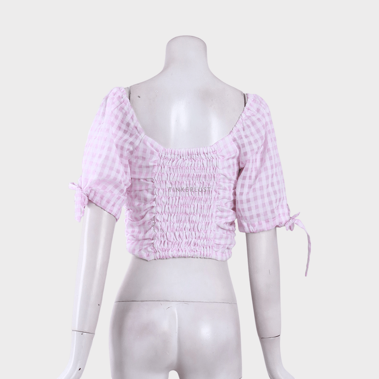 Oudre Pink Gingham Cropped Blouse