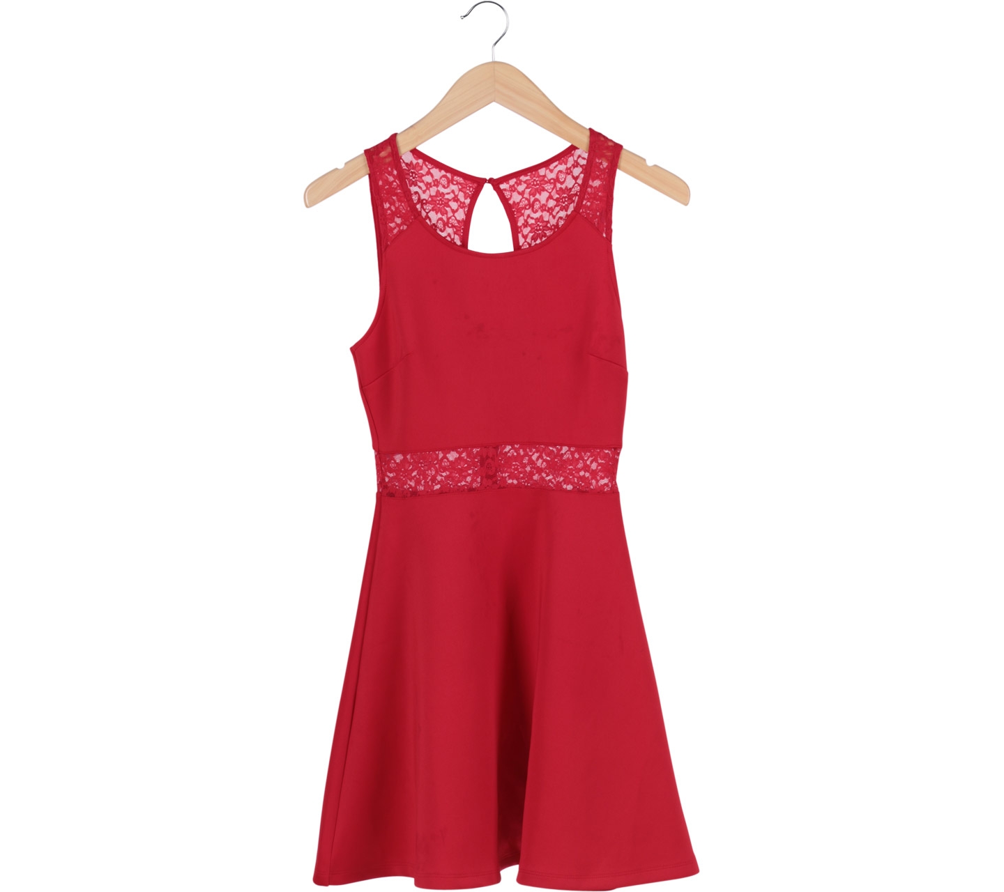Forever 21 Red Lace Insert Sleeveless Mini Dress