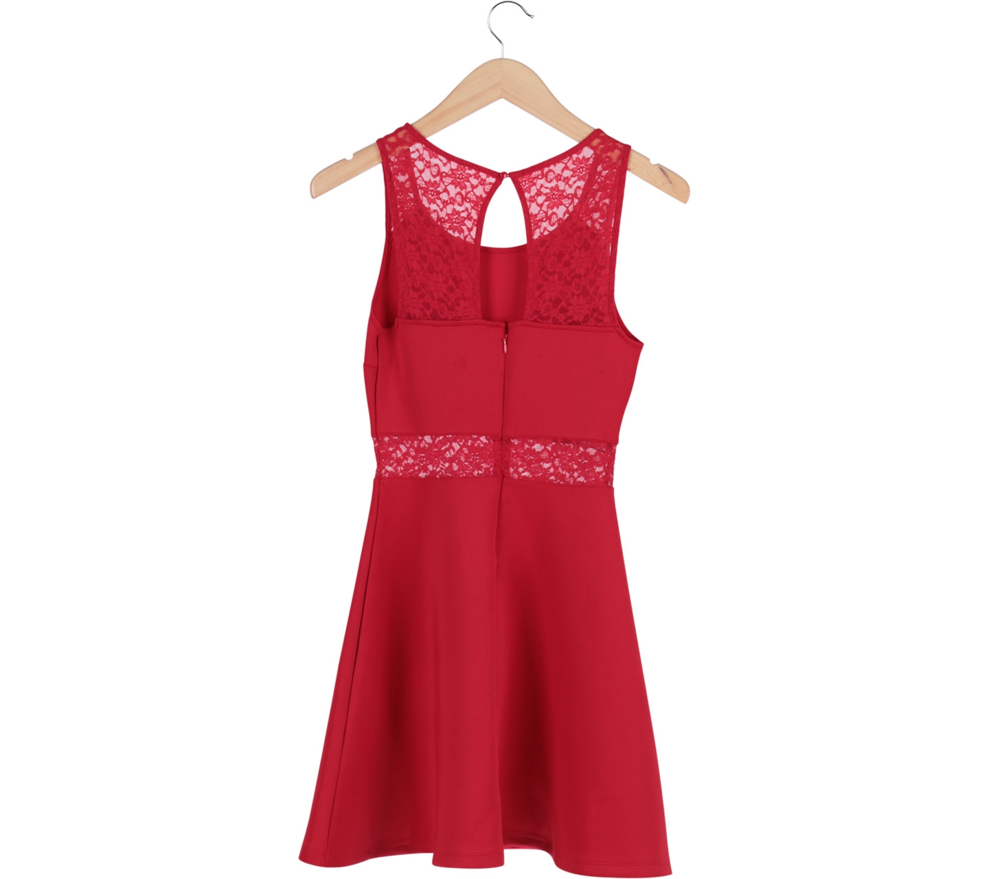Forever 21 Red Lace Insert Sleeveless Mini Dress