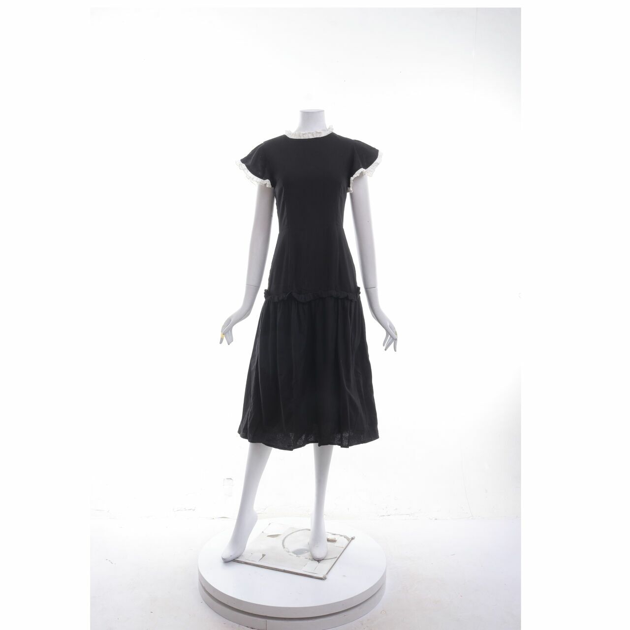 Josephine Anni Black & White Ruffle Midi Dress