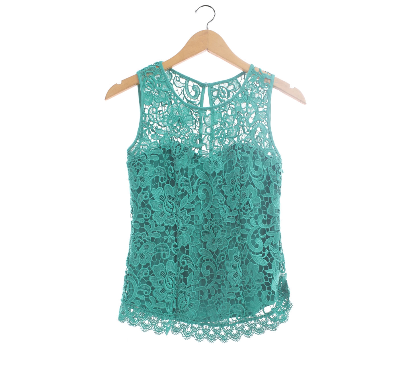 Review Australia Green Patterned Lace Sleeveless