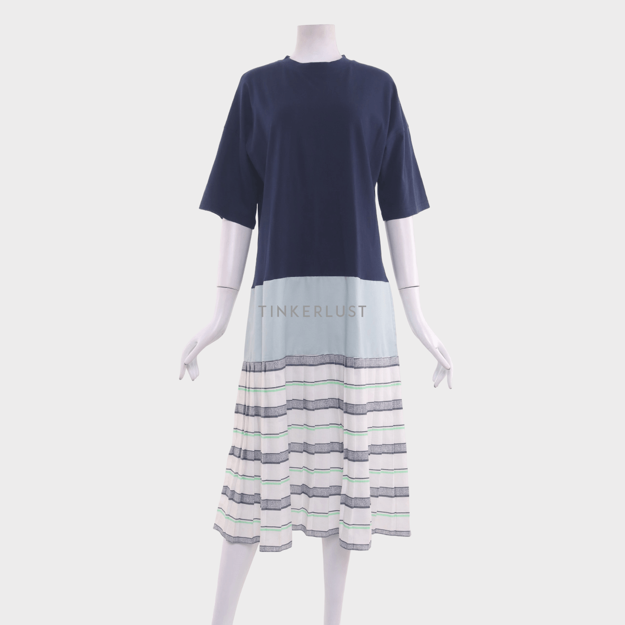 Calla Navy & Multi Stripes Midi Dress