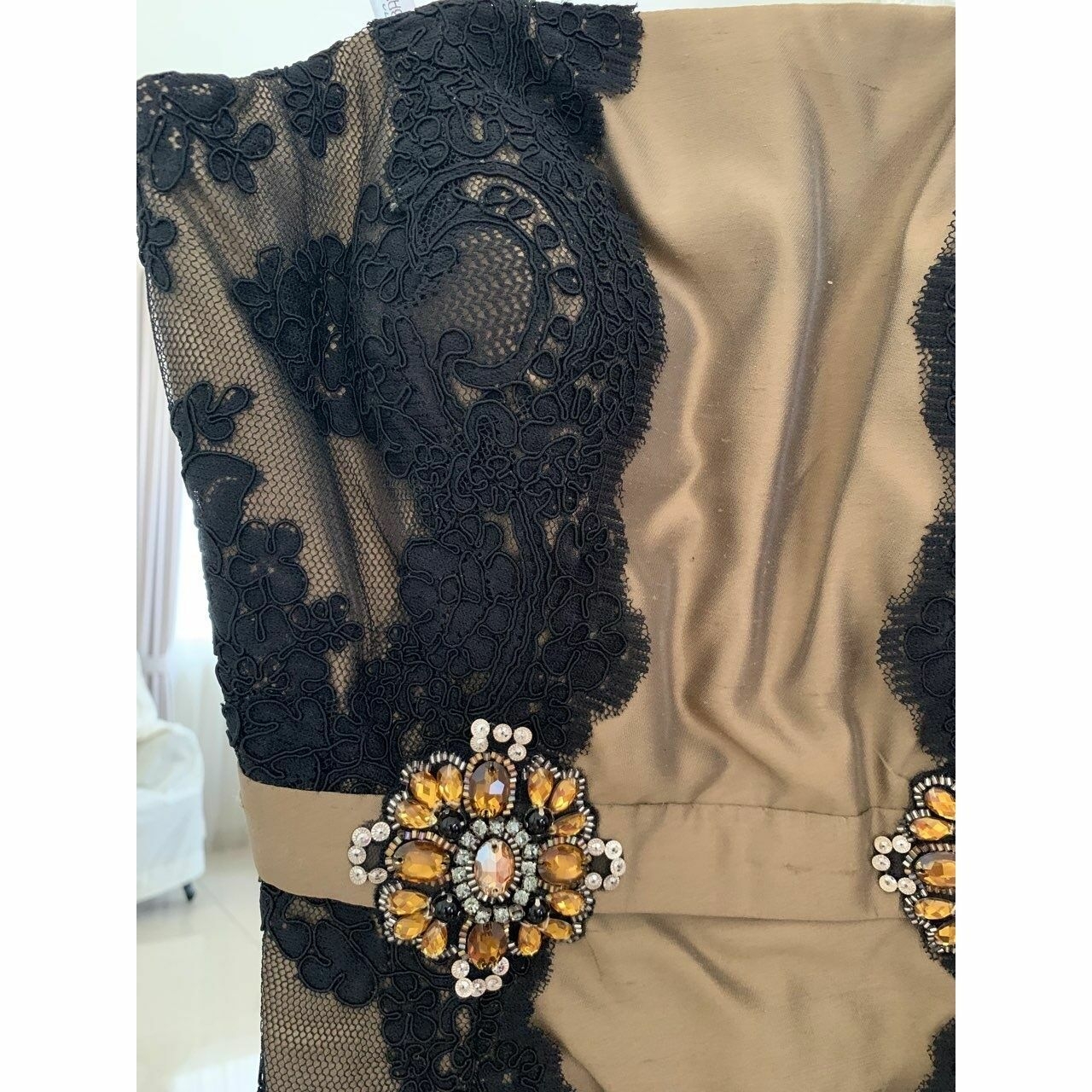VOTUM By Sebastian & Cristina Gold & Black Midi Dress