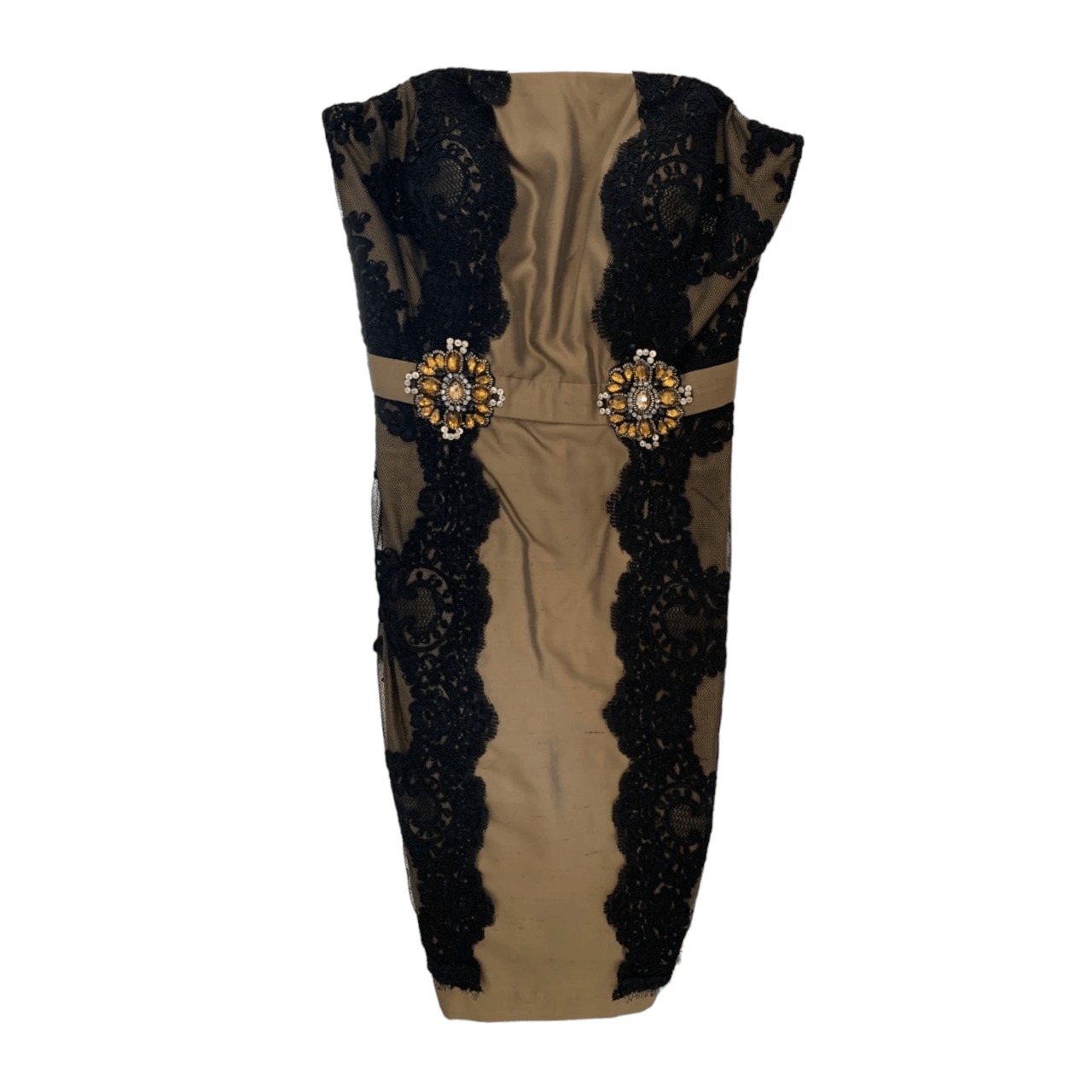 VOTUM By Sebastian & Cristina Gold & Black Midi Dress