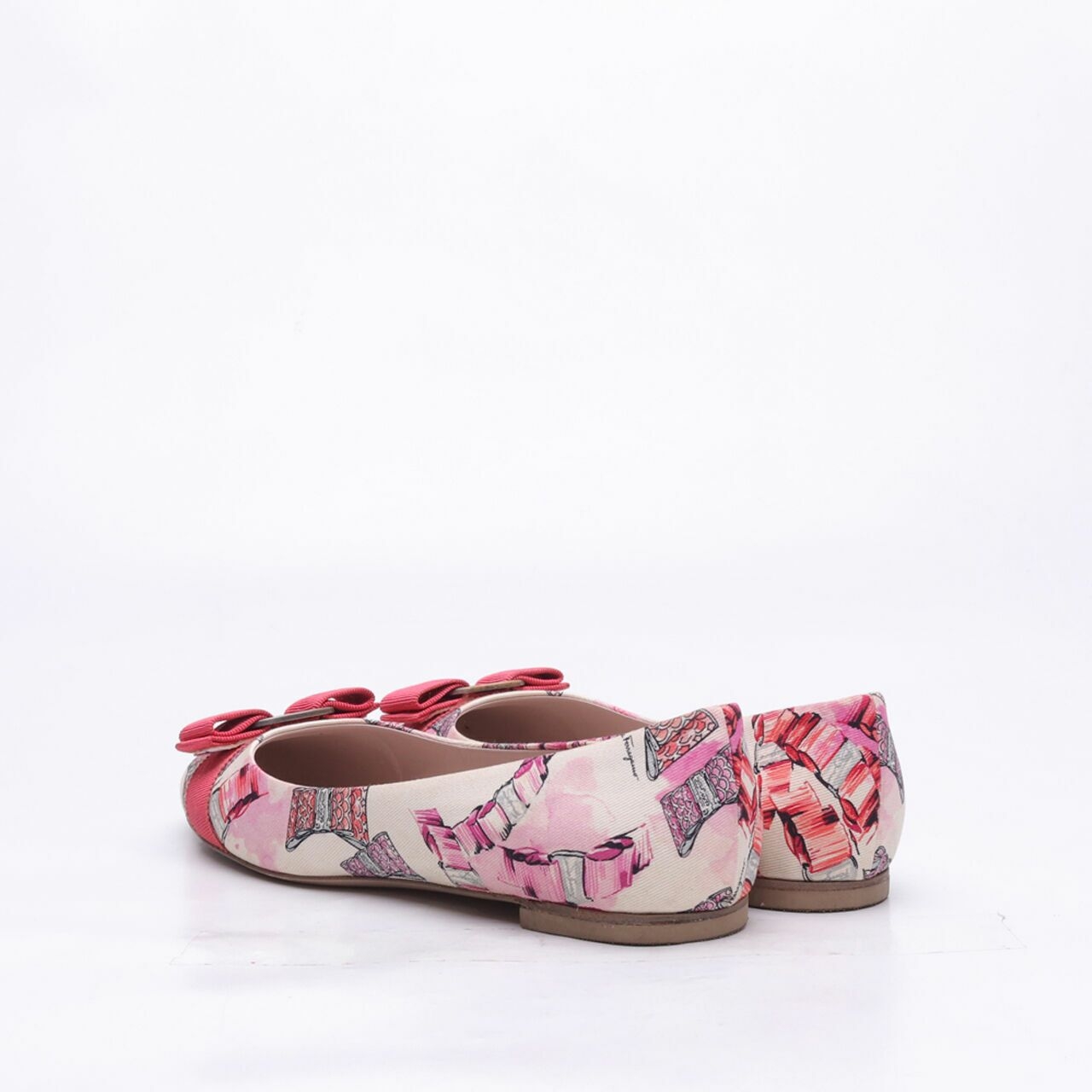 Salvatore Ferragamo Pink Multi-Pattern Printed Flats Shoes