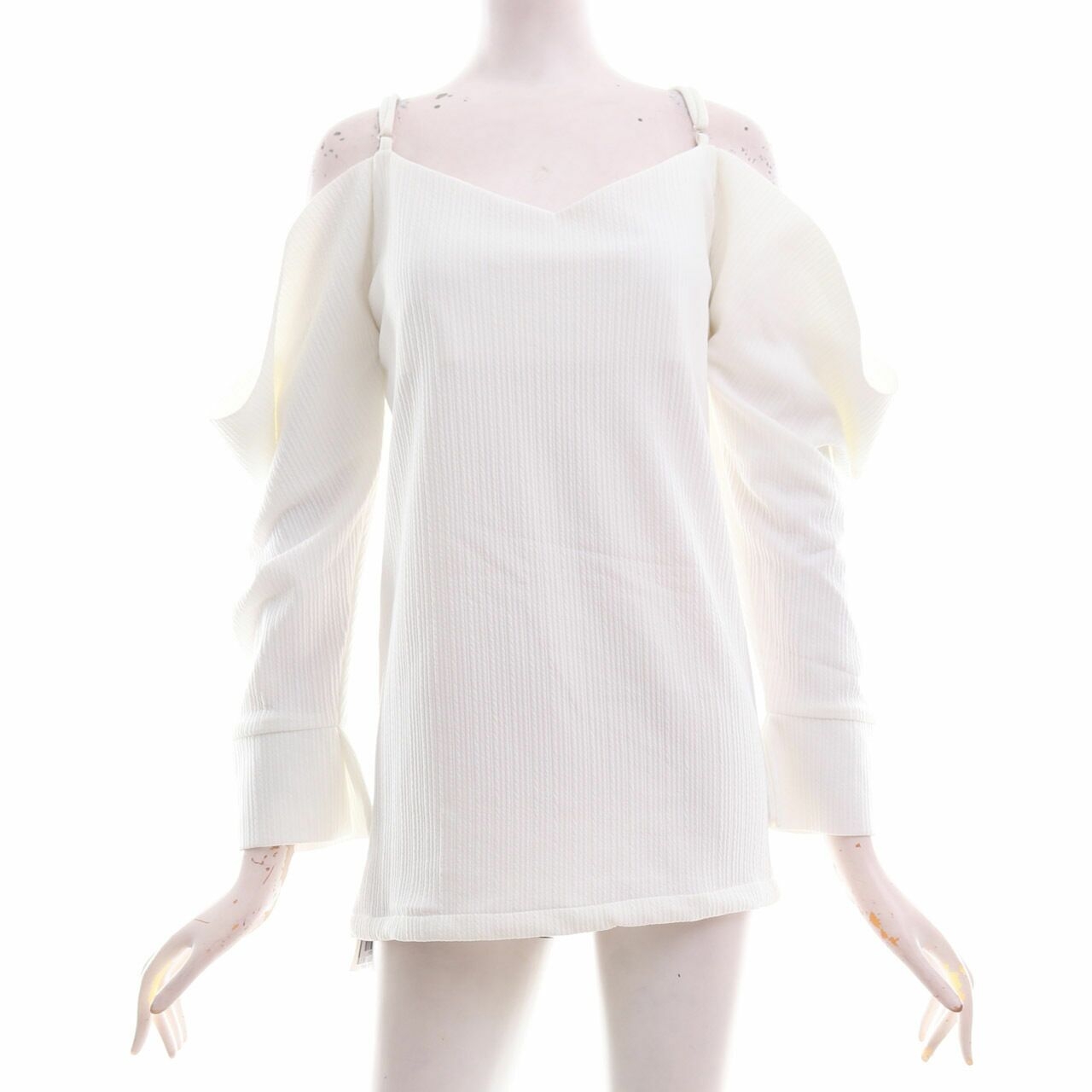 Apparelluxe Off White Cold Shoulder Blouse