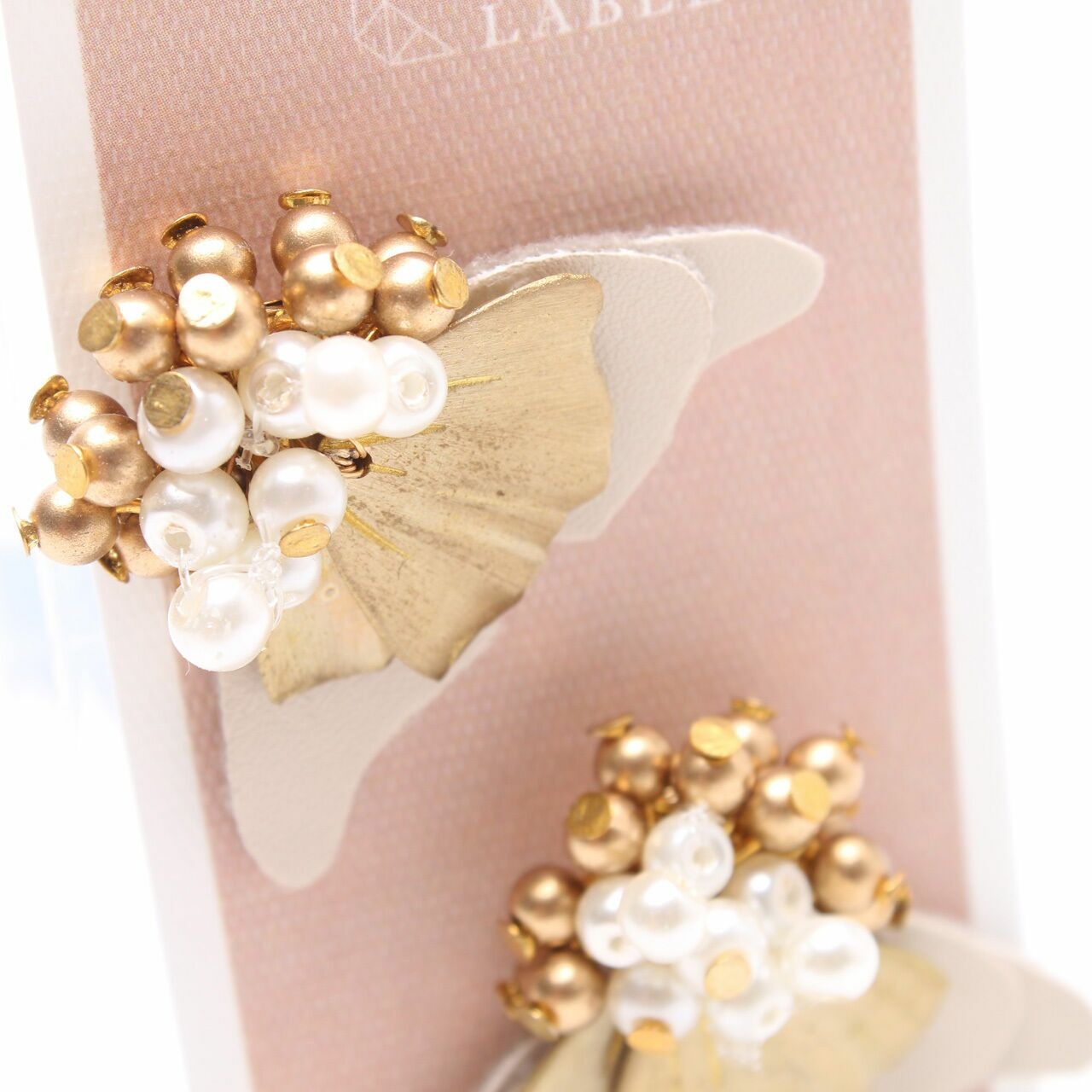 Tea Label Gold & Beige Earrings Jewellery