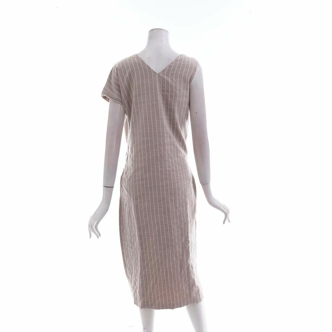 Label Eight White & Nude Stripes Midi Dress