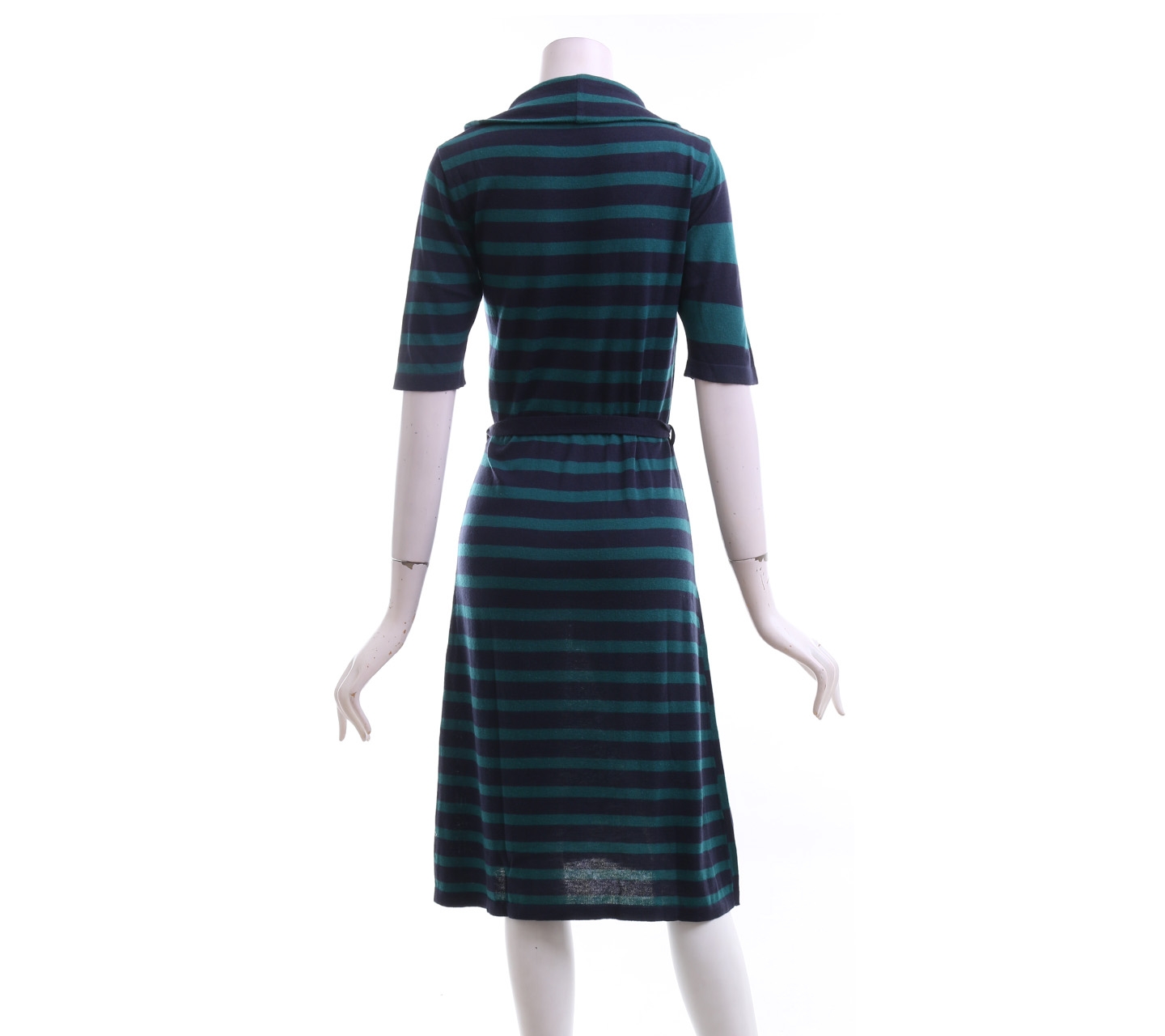 Trucco Dark Green & Navy Striped Midi Dress