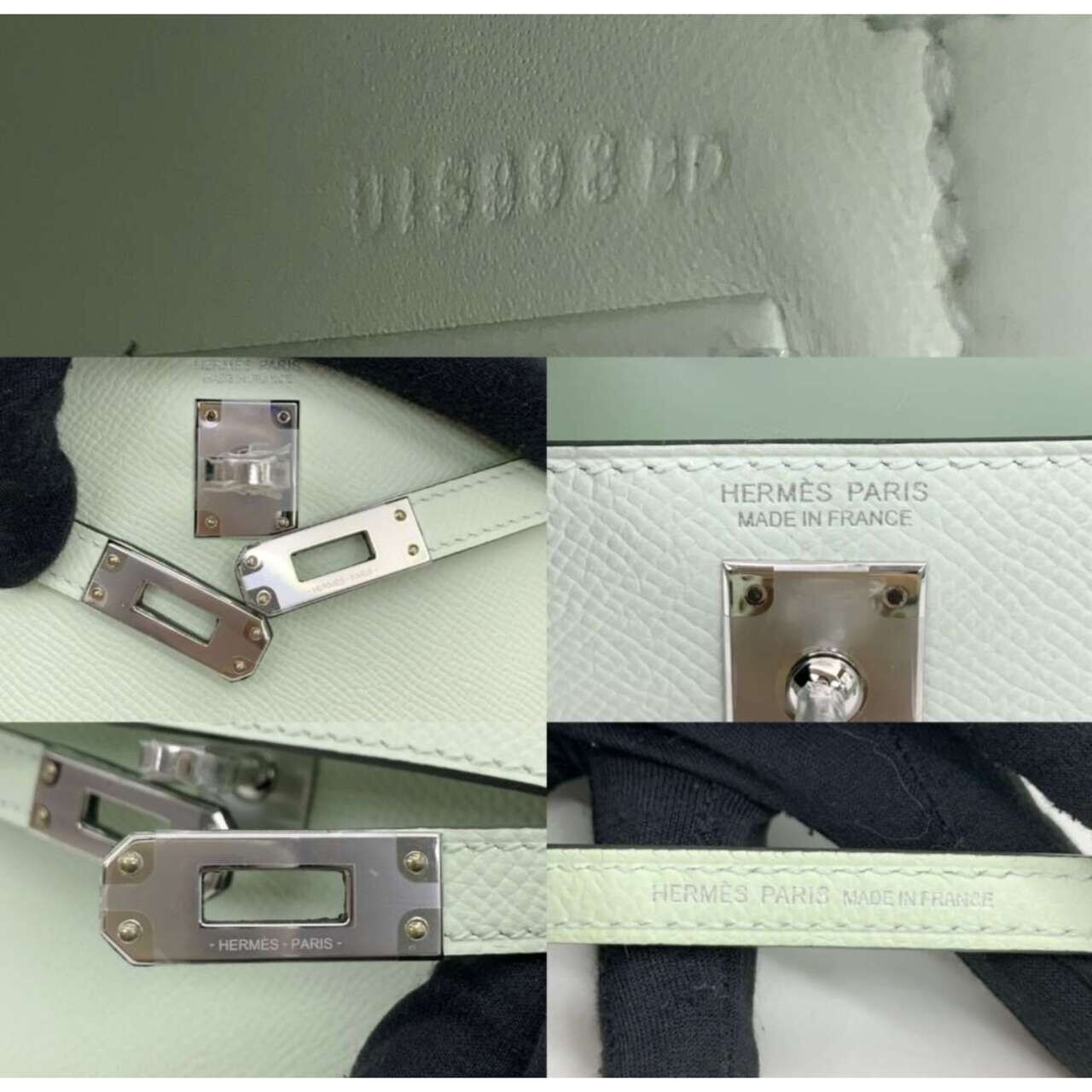 Hermes Kelly Mini Vert Fizz Epsom Palladium Hardware Handbag
