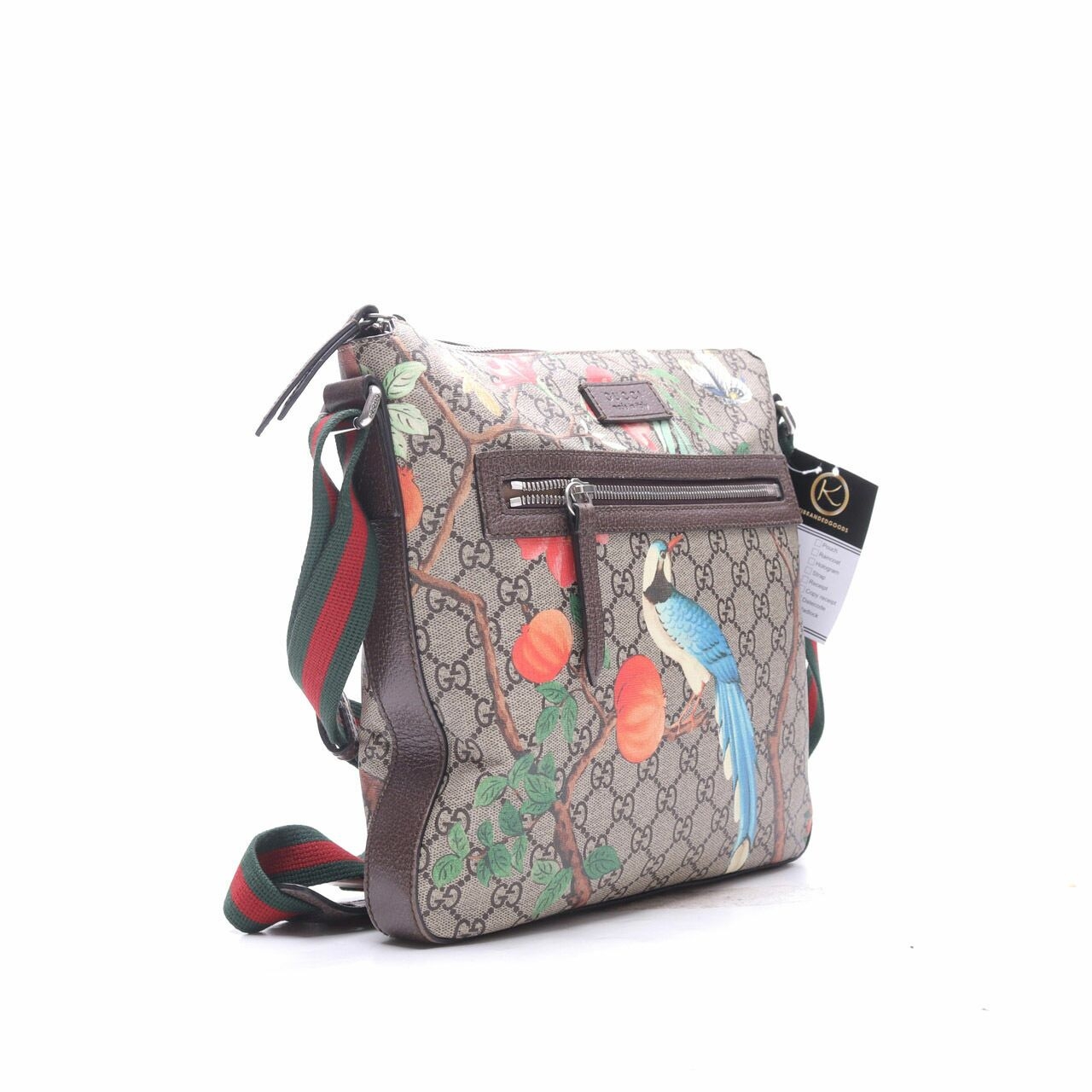  Gucci Tian GG Supreme Bird Flower Sherry Line Beige/Multi-color Sling Bag 